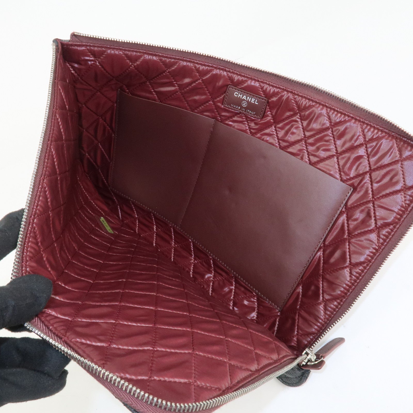 CHANEL COCO Mark Caviarskin Matelasse Clutch Bag Black A82388