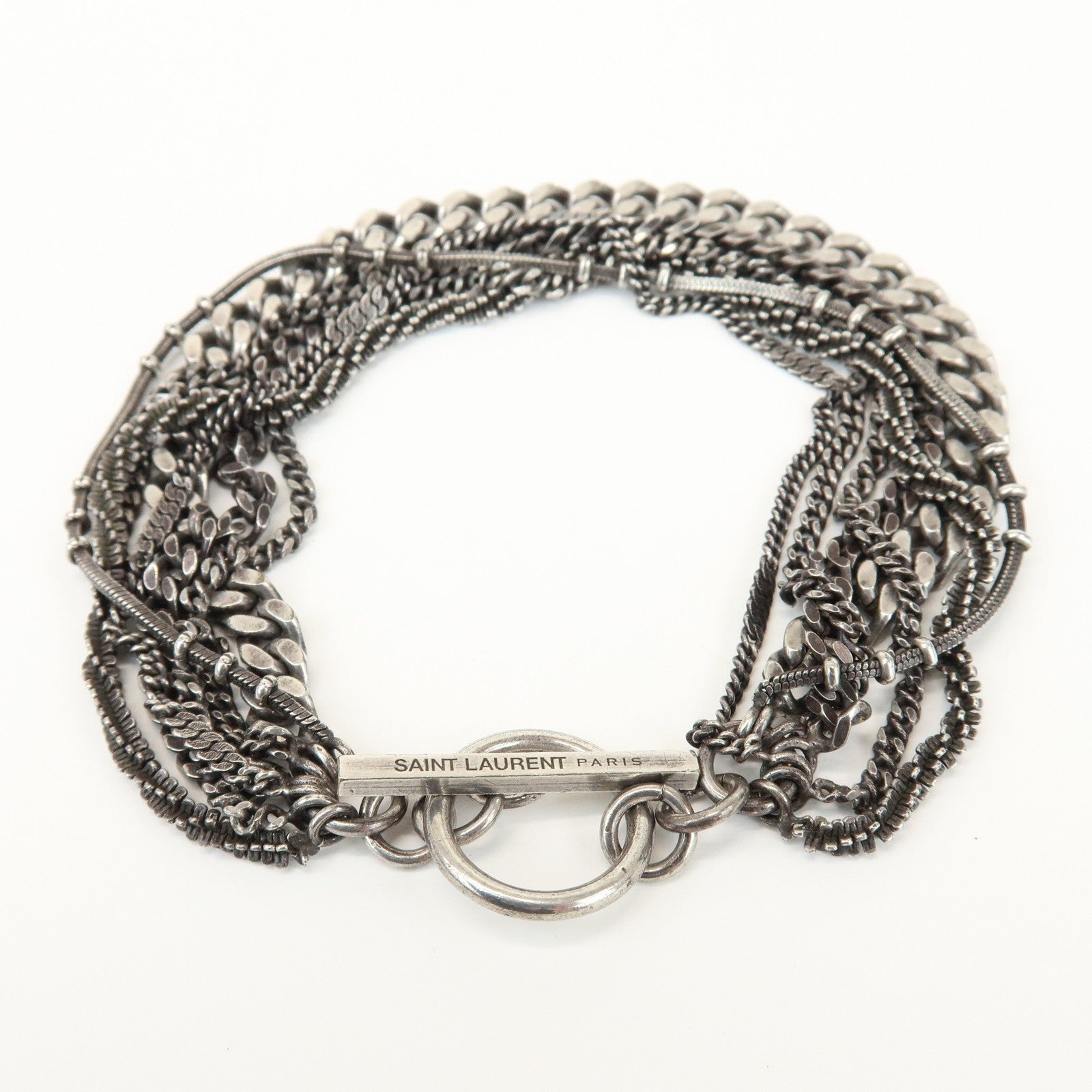 SAINT LAURENT Metal Chain Bracelet Silver
