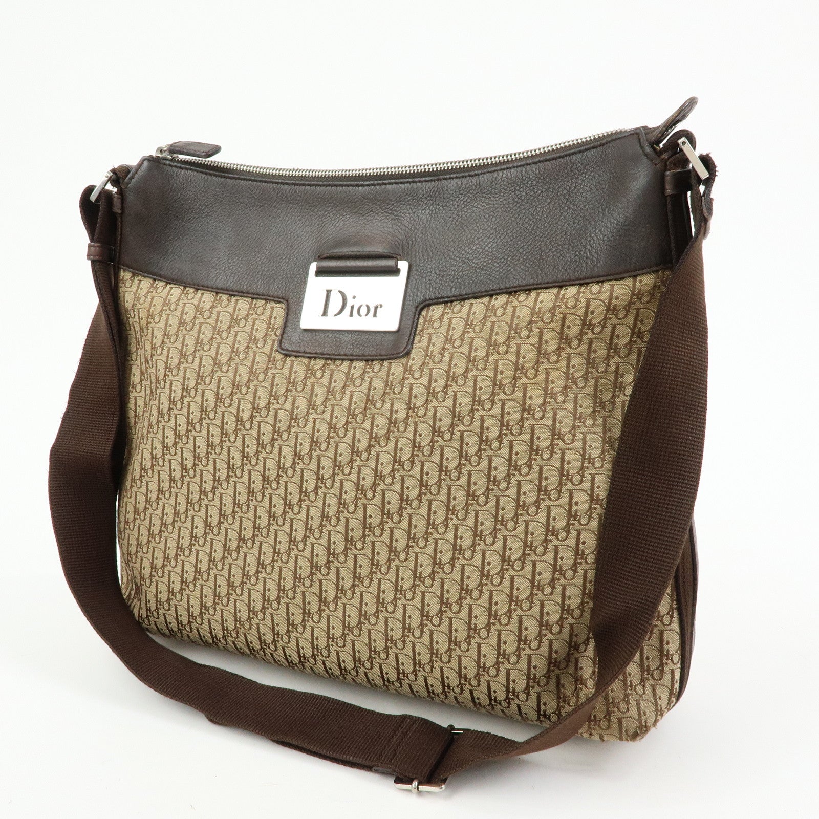 Christian Dior Street Chic Trotter Canvas Leather Shoulder Bag