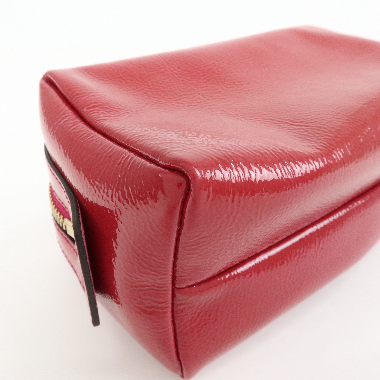 GUCCI Soho Interlocking G Nylon Patent Leather Cosmetic Pouch Pink