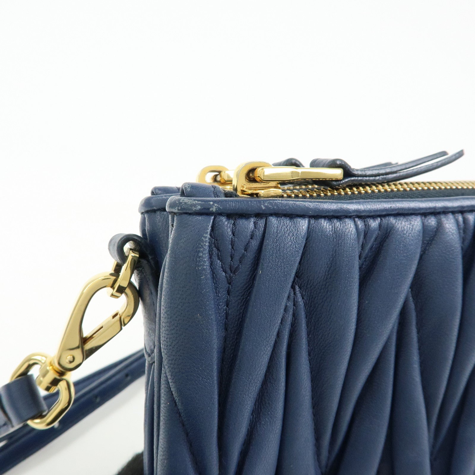 MIU MIU Matelasse Leather Shoulder Bag Crossbody Bag Blue
