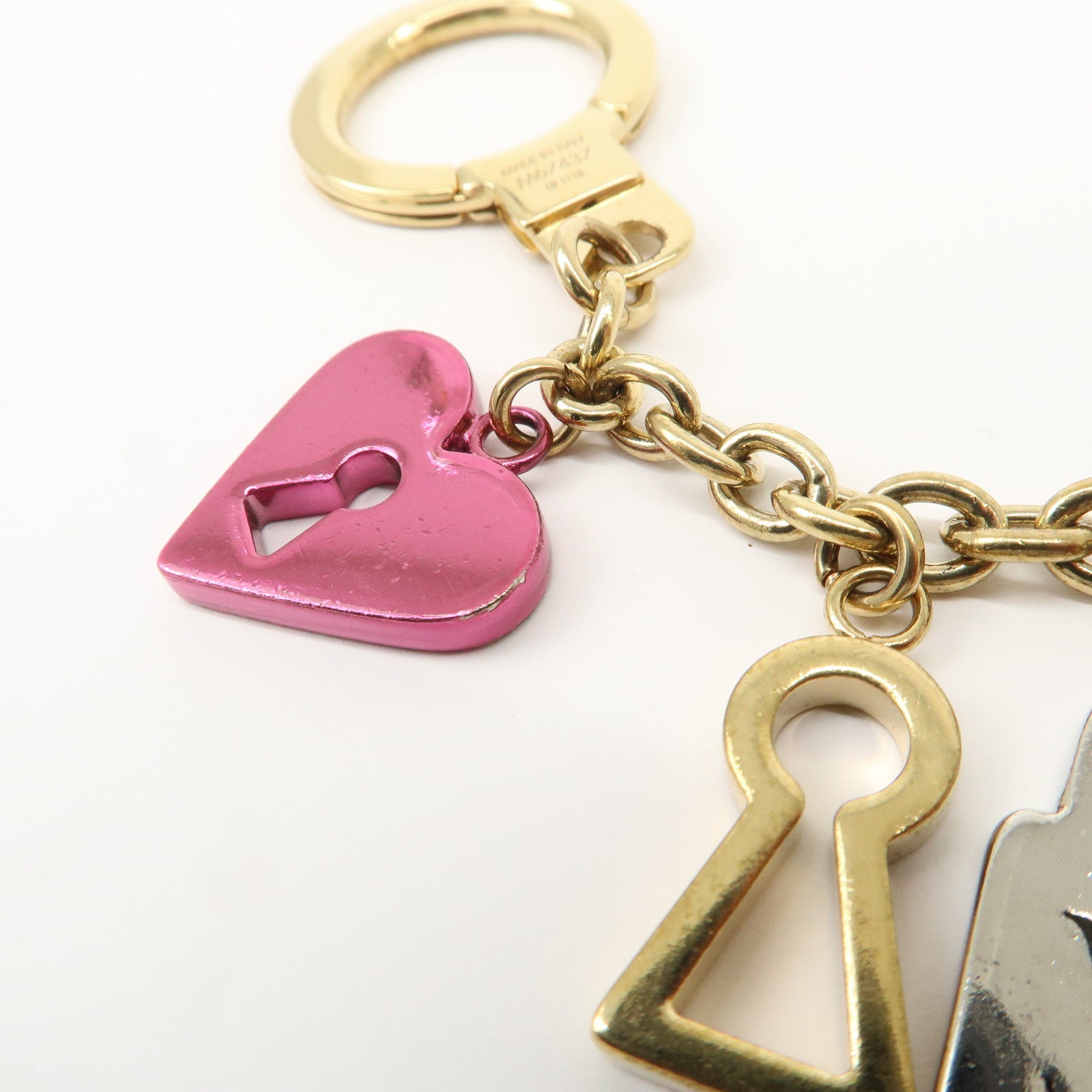 Louis Vuitton Bijou Sac Chenne Love Lock Key Charm Gold Pink M67437 Used