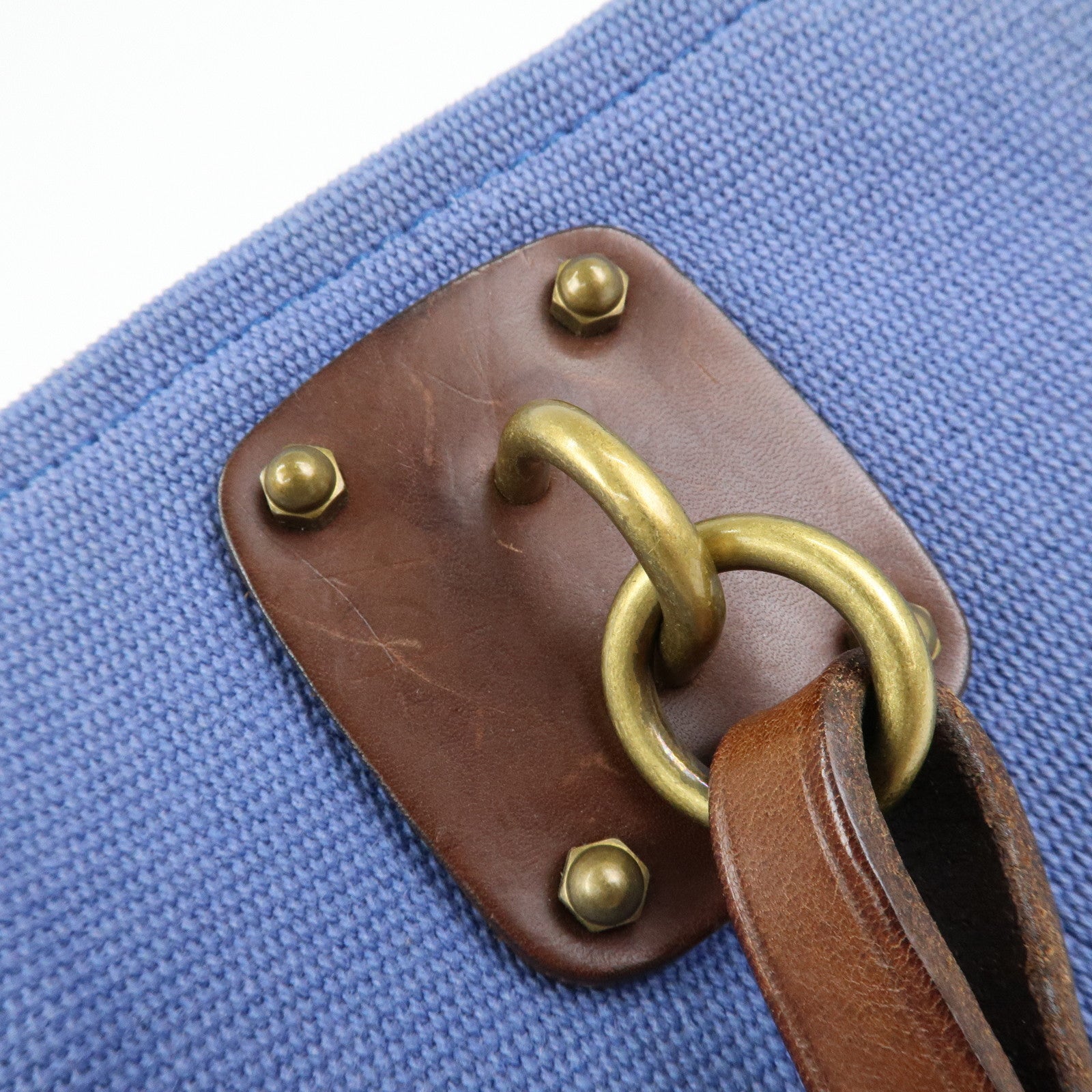 BOTTEGA VENETA Canvas Leather Tote Bag Shoulder Bag Blue 170045