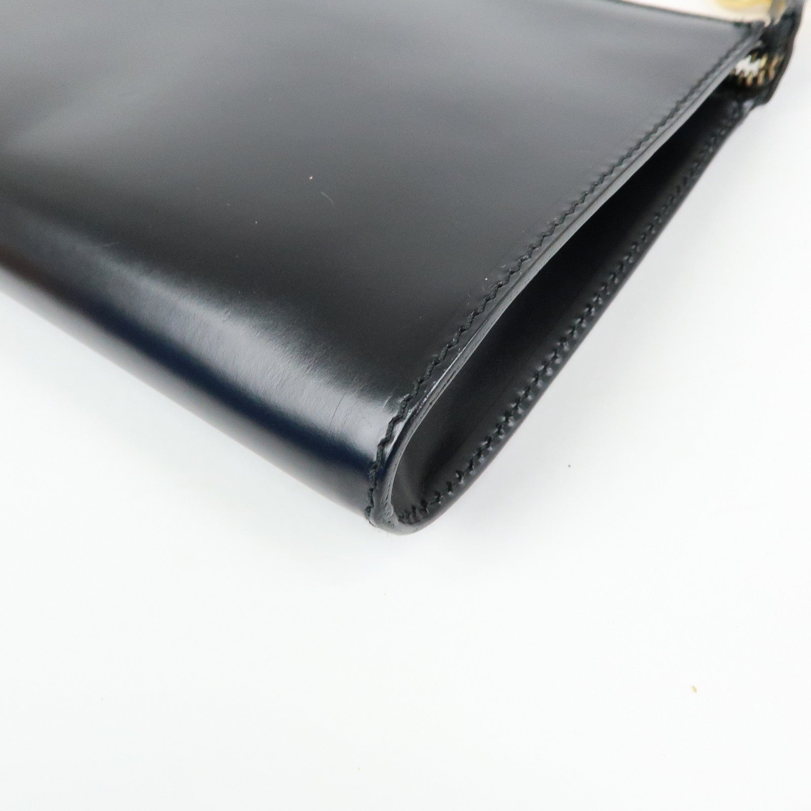 Ferragamo Ganchini Leather Shoulder Bag Hand Bag Black