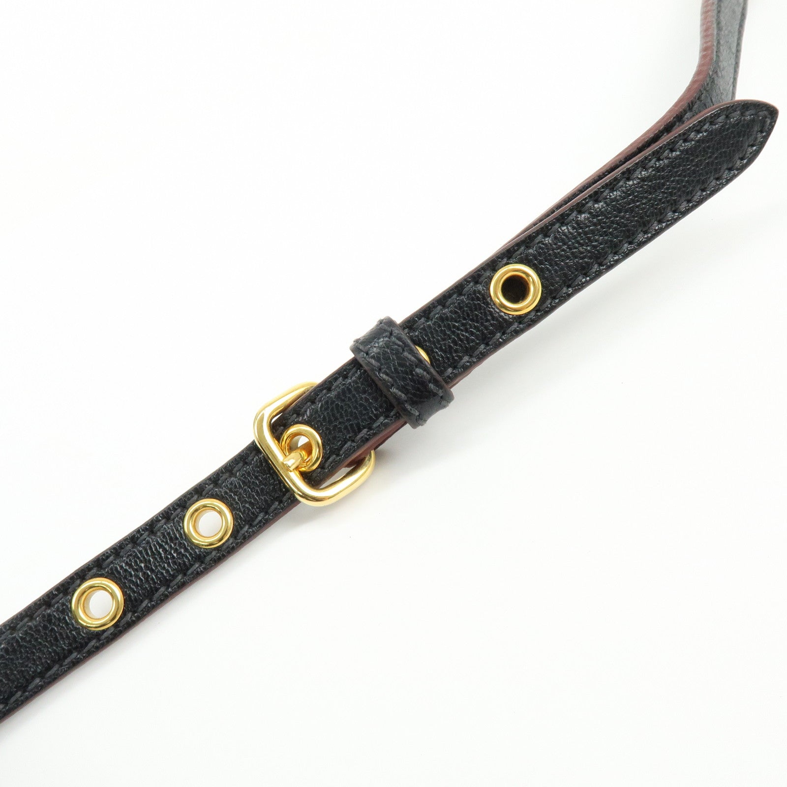 MIU MIU Logo Madras Leather 2Way Bag Hand Bag Shoulder Bag Black