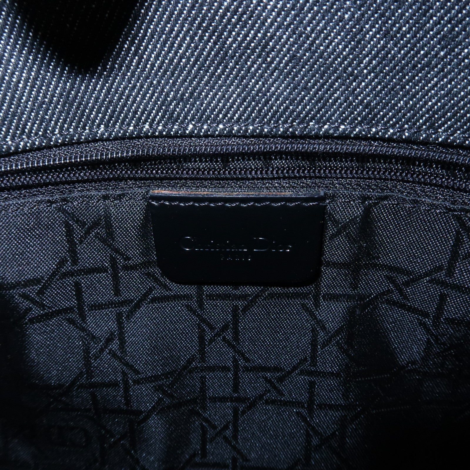 Christian Dior Maris Pearl Denim Shoulder Bag Hand Bag Black Used