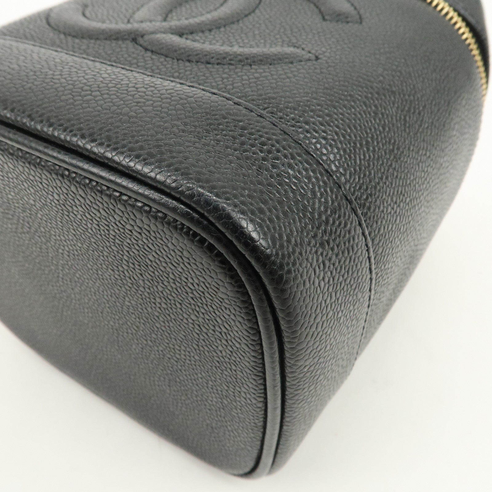 CHANEL COCO Mark Caviarskin Vanity Bag Hand Bag Black A01998