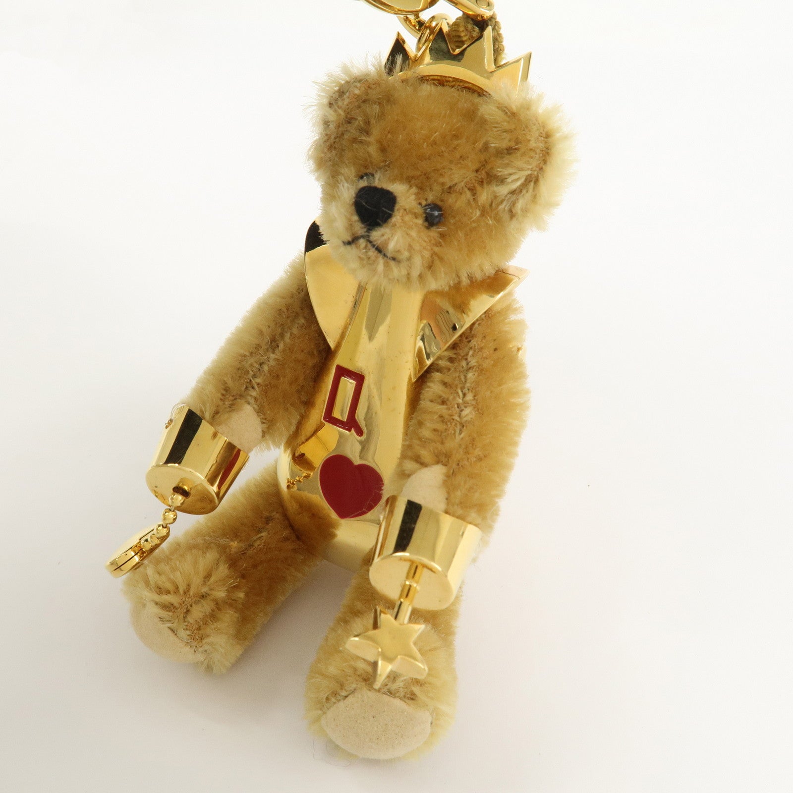 PRADA Teddy Bear Key Bag Charm Lucky Star Gold Brown