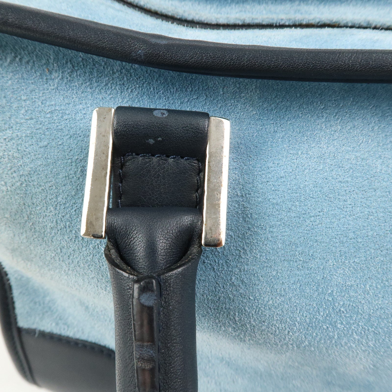 LOEWE Anagram Suede Leather Amazona 28 Hand Bag Blue