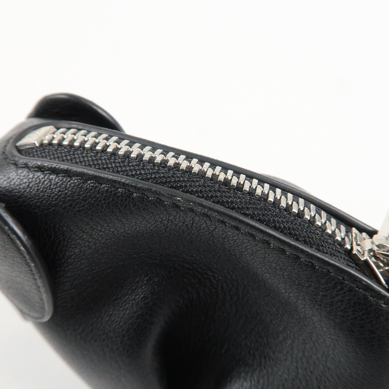 LOEWE Calf Skin Animal Coin Case Elephant Charm Black Used