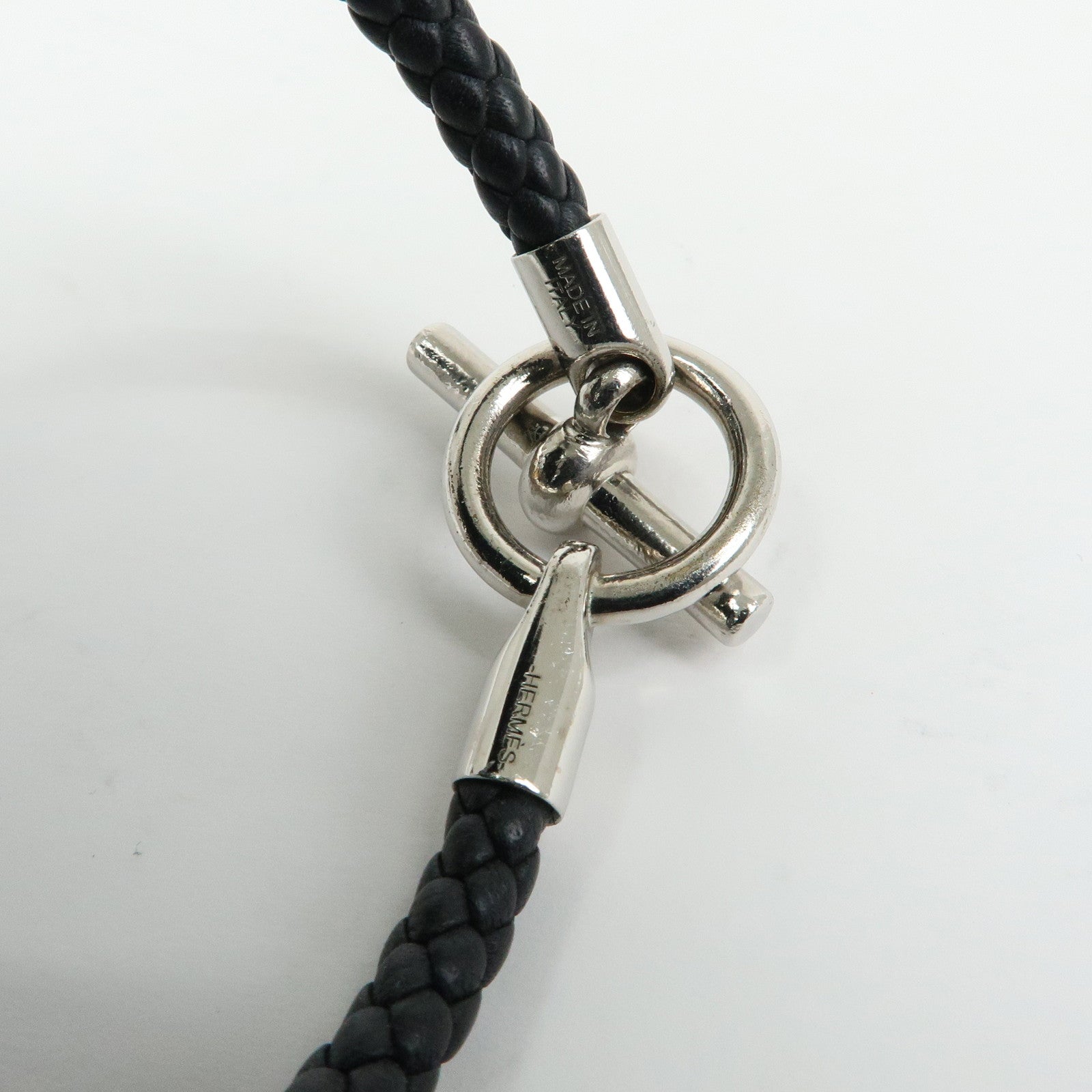 HERMES Glenan H Tresse en Veau Swift Leather Bracelet Black