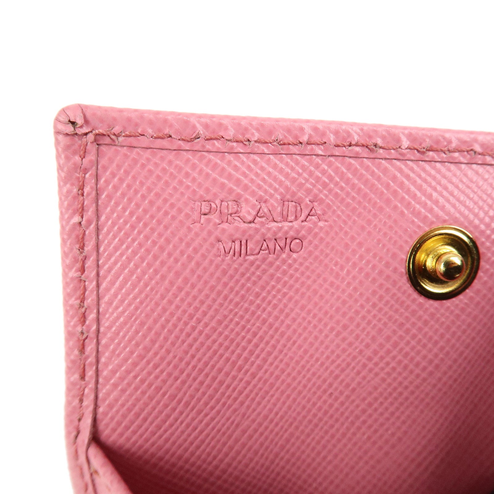 PRADA Triangle Logo Saffiano Leather Coin Case Pink 1M0935