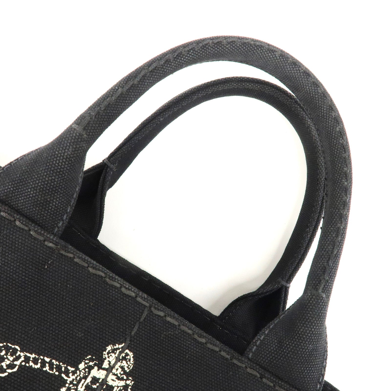 PRADA Canapa Mini Canvas 2Way Bag Hand Bag Shoulder Bag Black 1BG439 Used