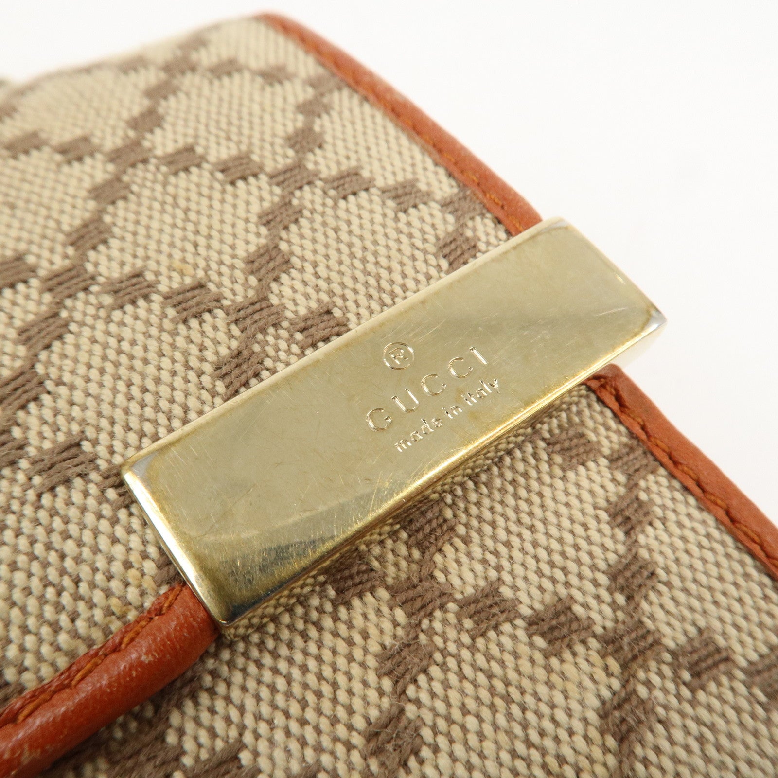 GUCCI Diamante Canvas Chain Strap Long Wallet Hand Bag Beige 269541 Used