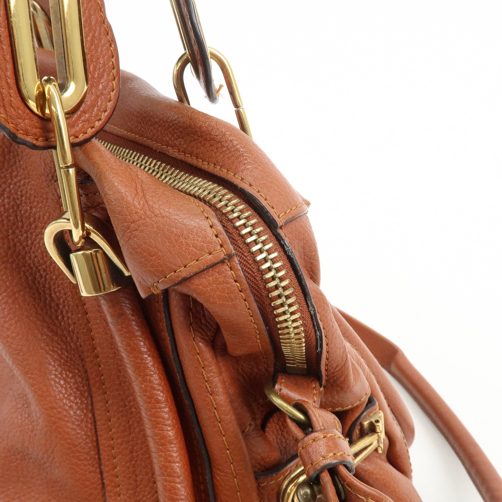 Chloe Paraty Leather 2Way Bag Shoulder Bag Hand Bag Brown