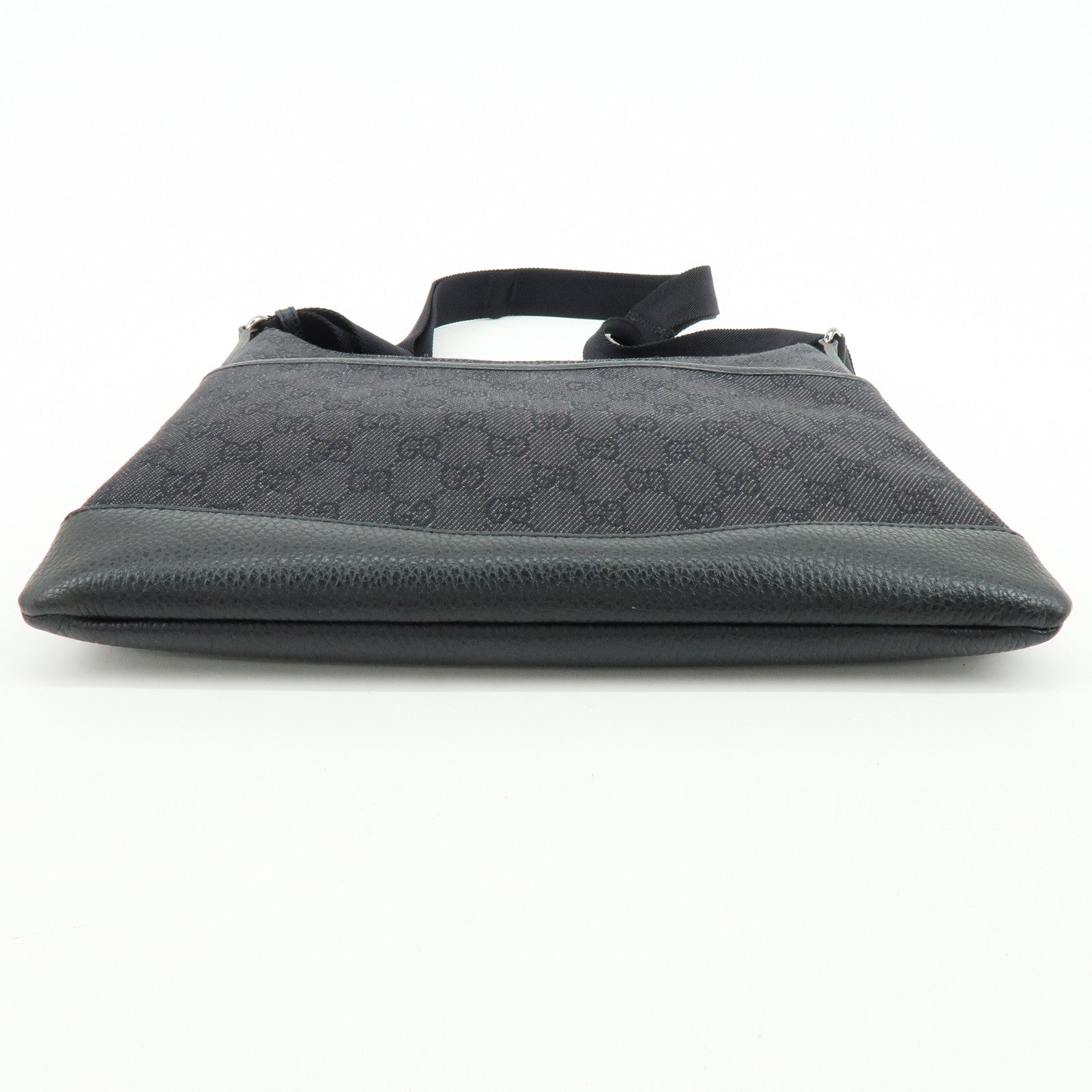 GUCCI GG Denim Leather Shoulder Bag Crossbody Bag Black 509635