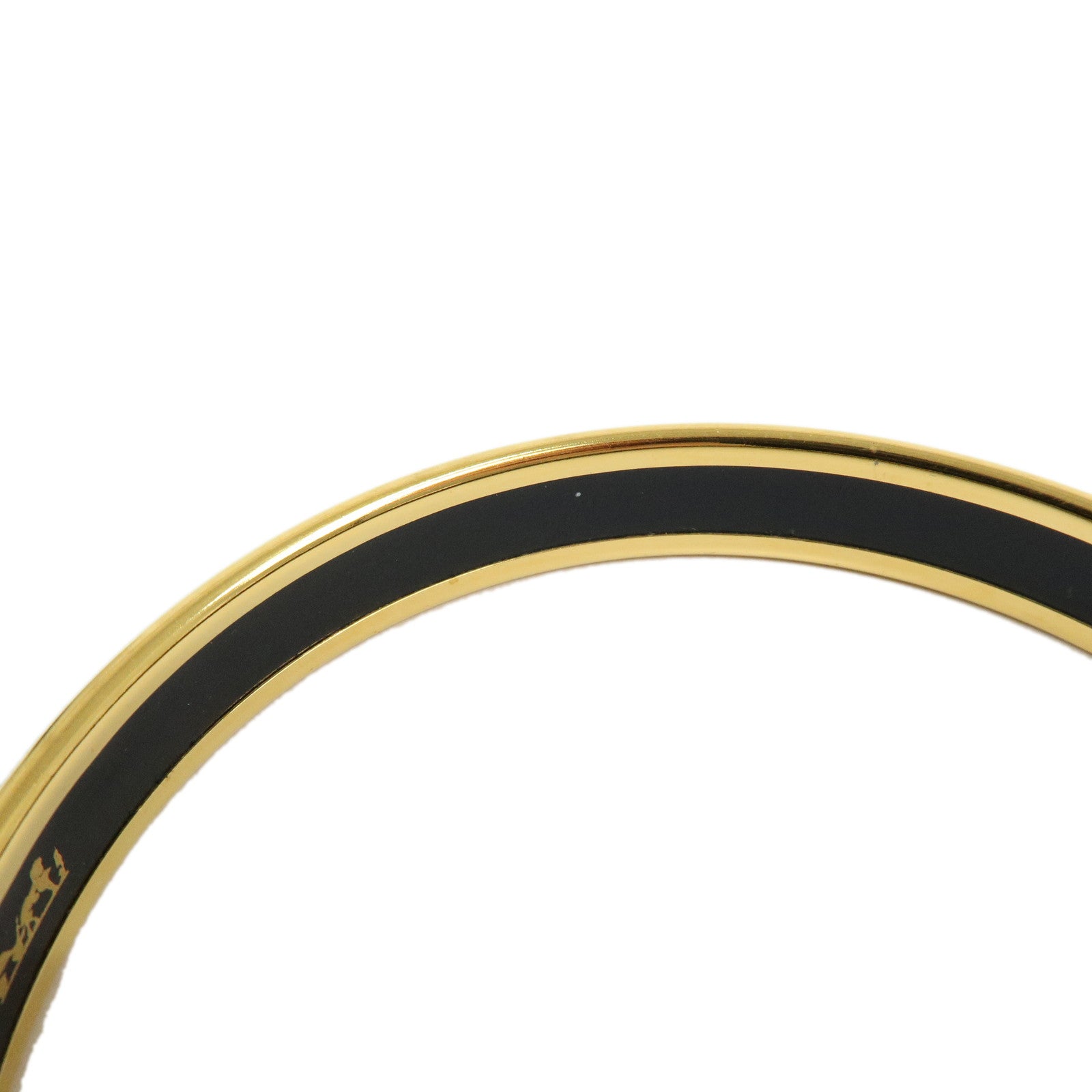 HERMES Email PM Gold Plated Bangle Bracelet Gold Green