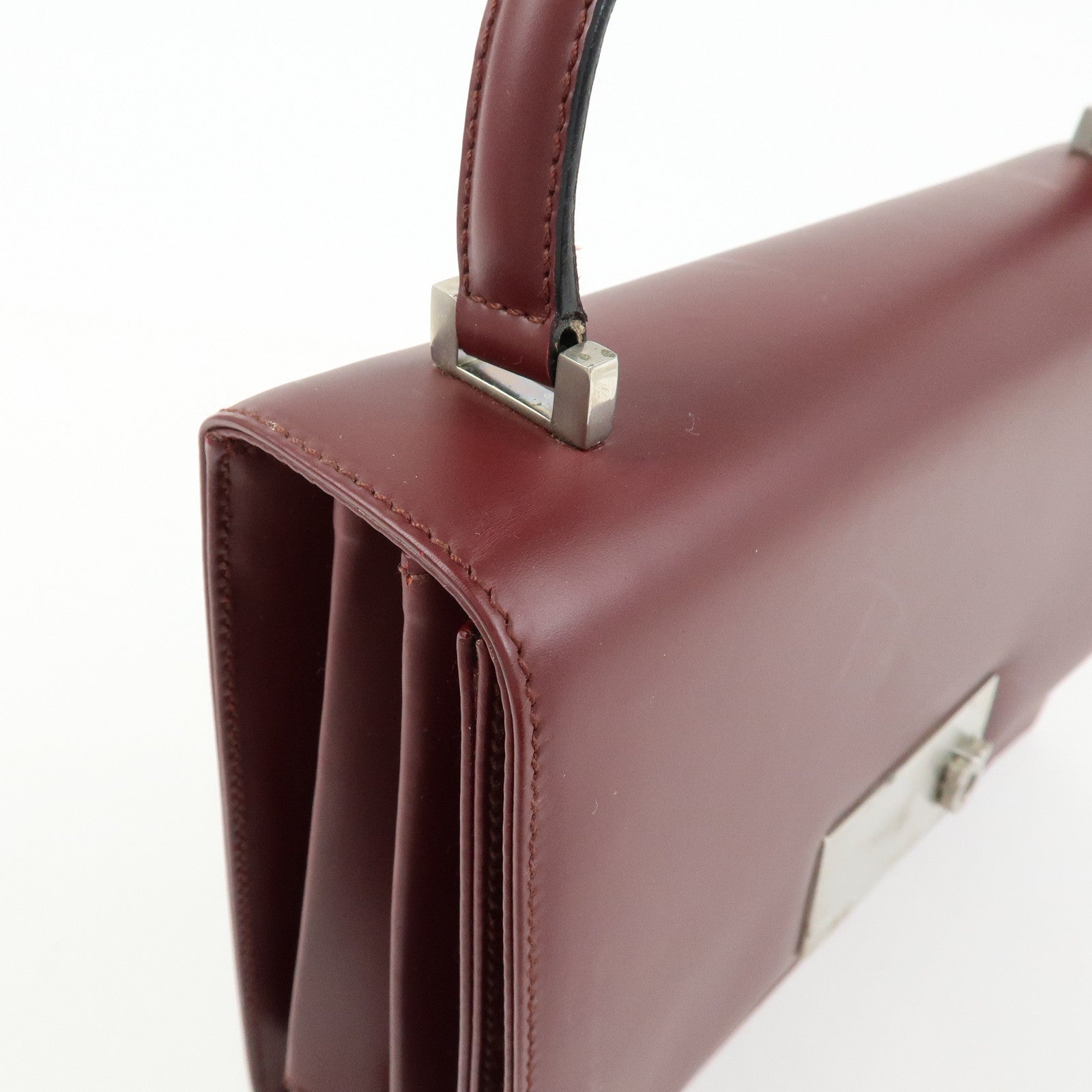 Ferragamo Gancini Leather 2Way Bag Hand Bag Shoulder Bag Bordeaux