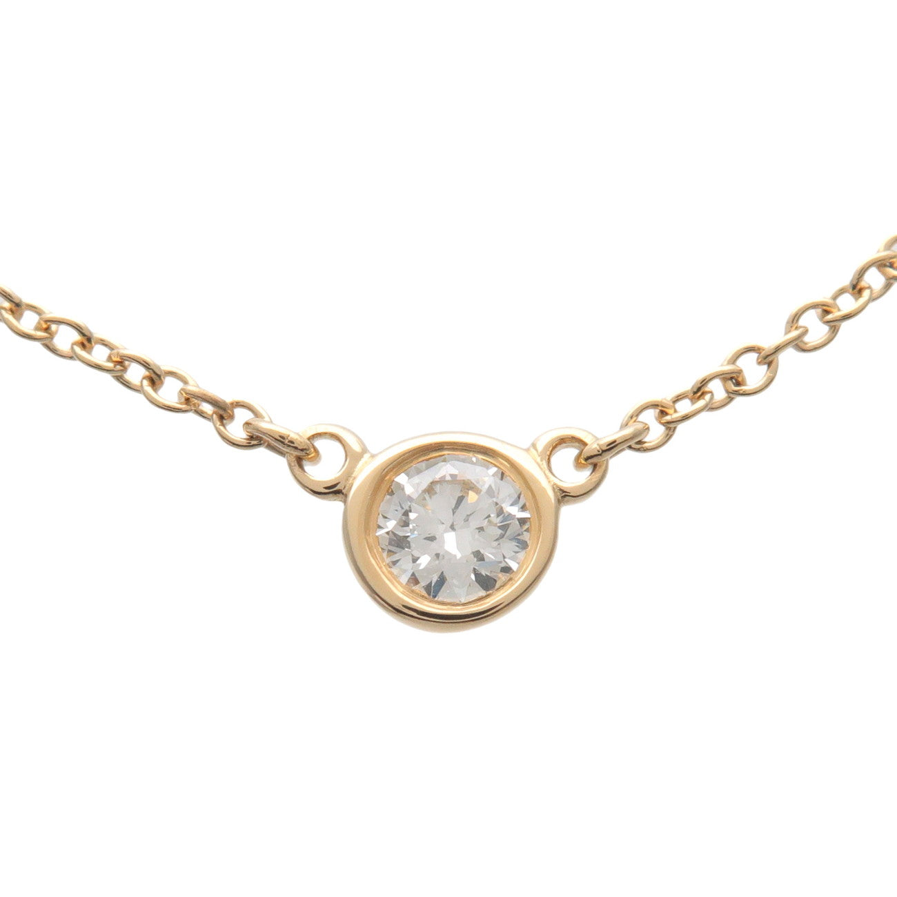 Tiffany & Co By The Yard 1P Diamond Necklace K18 750YG Yellow Gold