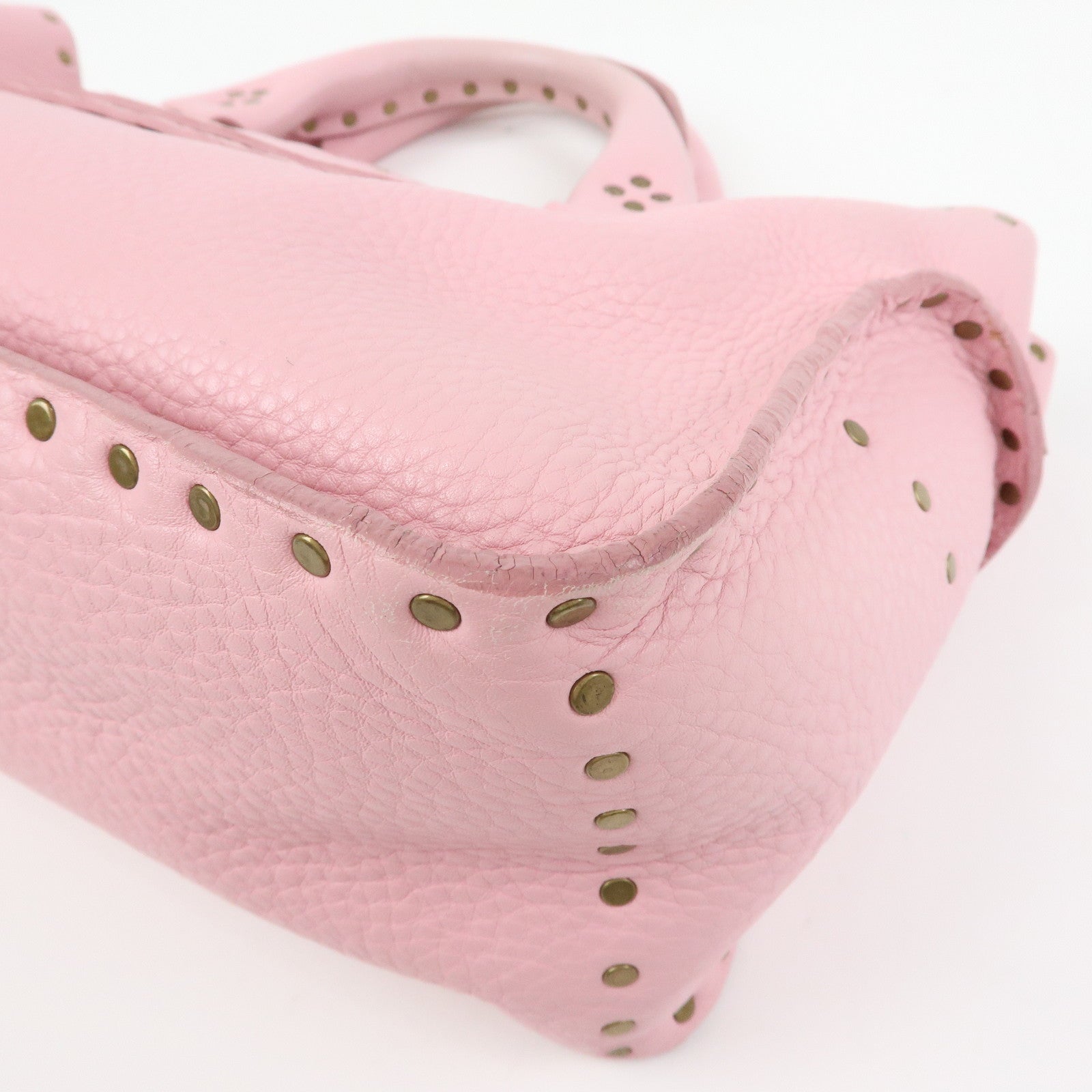 CELINE Boogie Bag Leather Studs Hand Bag Tote Bag Pink