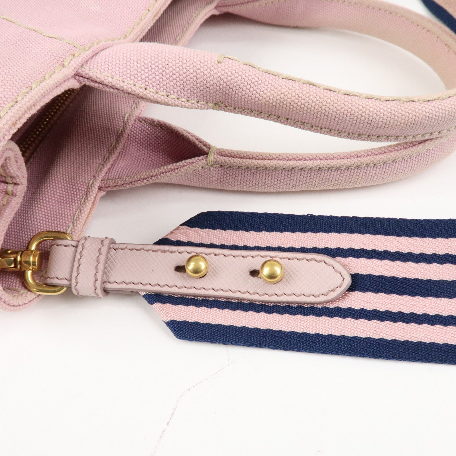 PRADA Canapa Mini Denim Hand Bag Tote Bag Pink 1BG439 Used