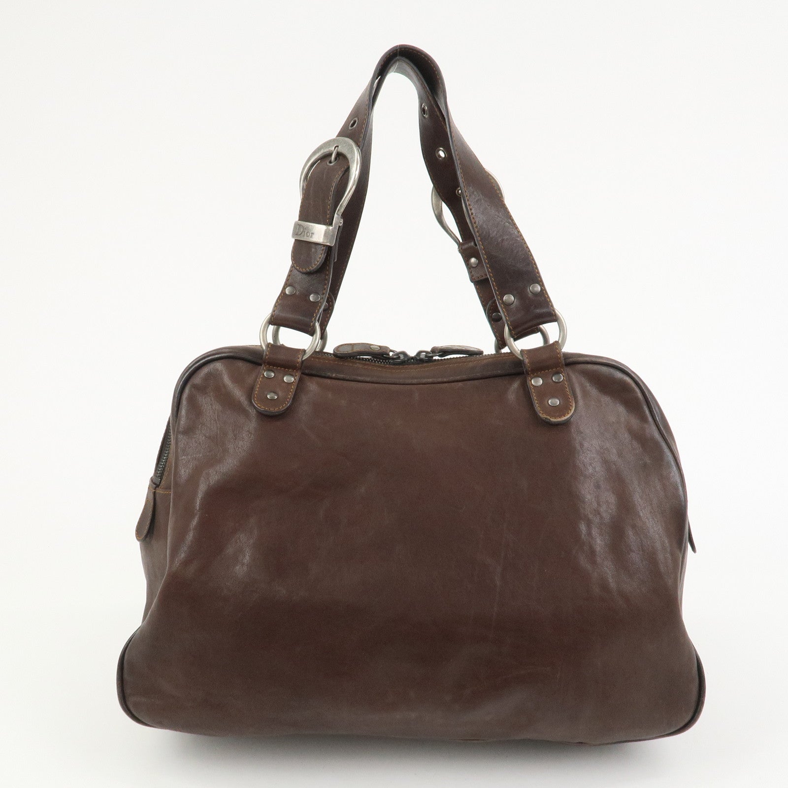 Christian Dior Gaucho Leather Shoulder Bag Hand Bag Brown