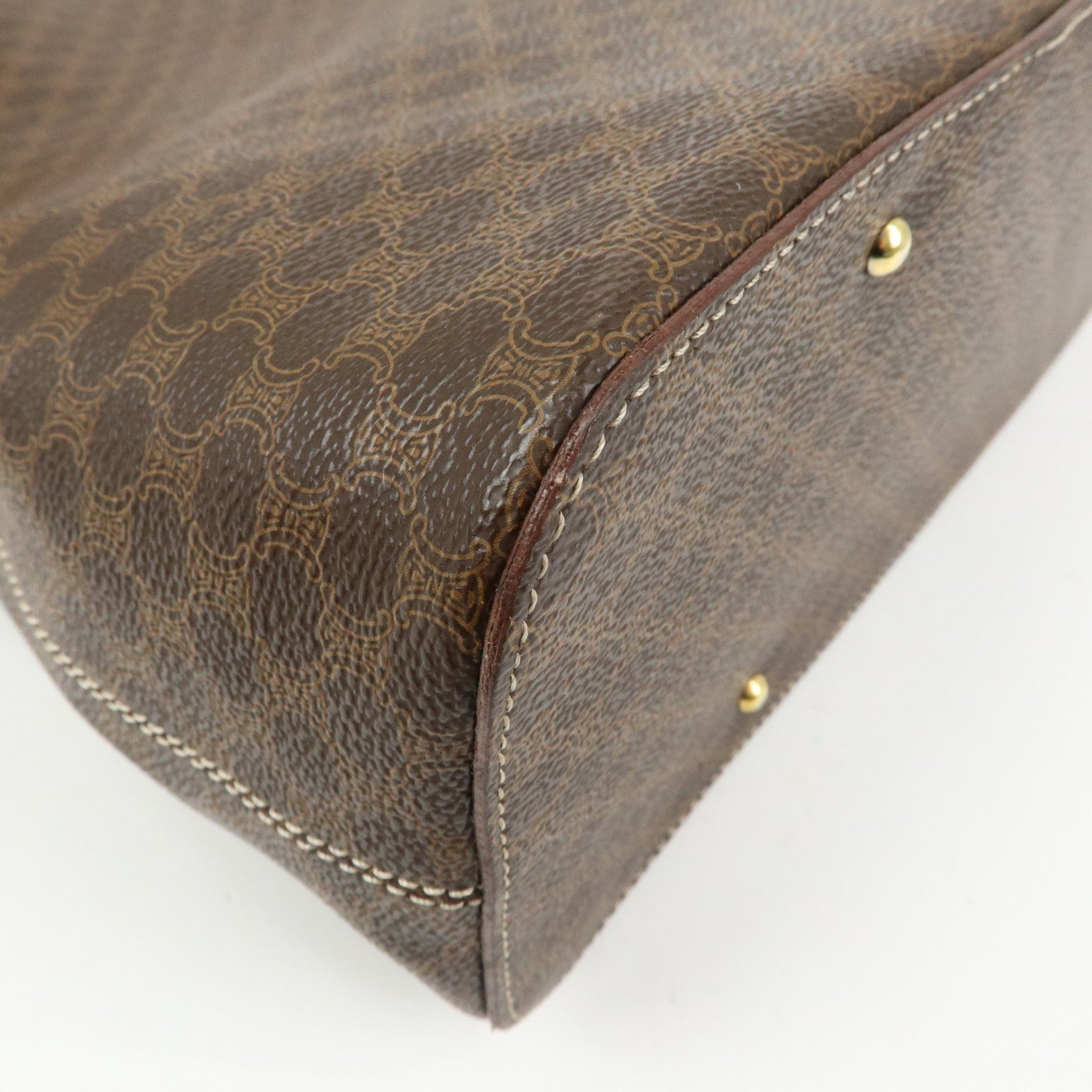 CELINE Macadam PVC Canvas Shoulder Bag Hand Bag Brown