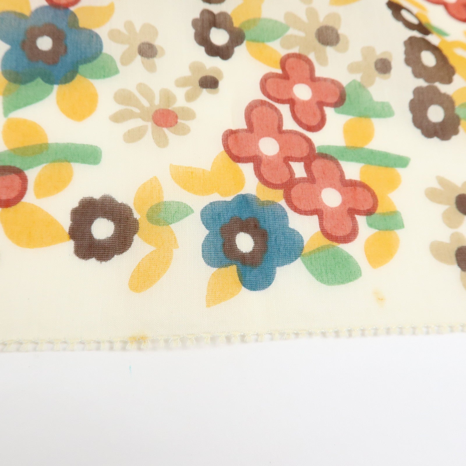 Louis Vuitton Cotton Silk Flower Motif Scarf Bandeau Ivory