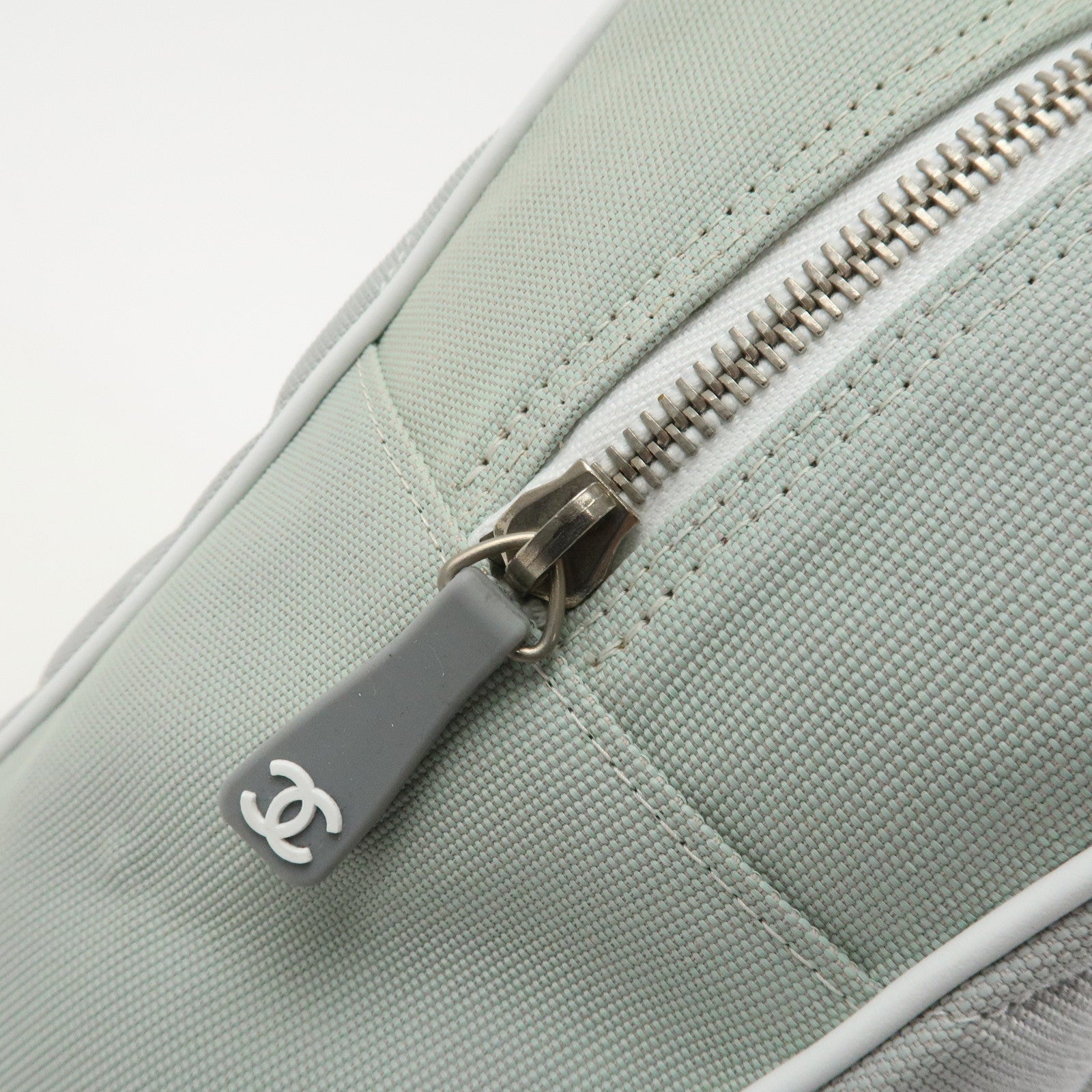 CHANEL Sports Line COCO Mark Canvas Leather Hand Bag Gray White