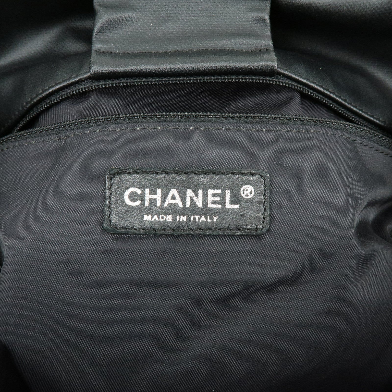 CHANEL Paris Biarritz PVC Coated Canvas Leather Shoulder Bag Black