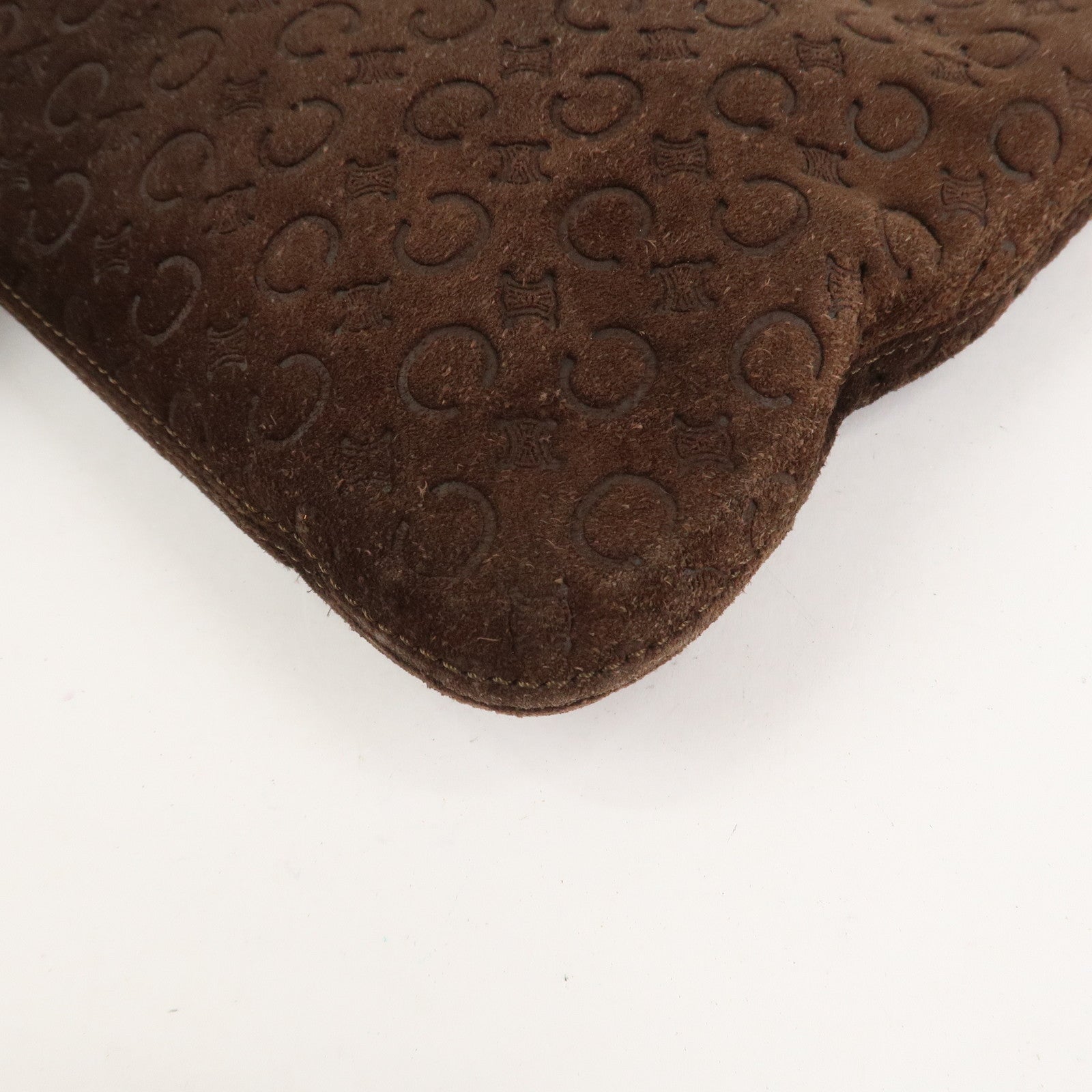 CELINE C Macadam Suede Leather Shoulder Bag Brown