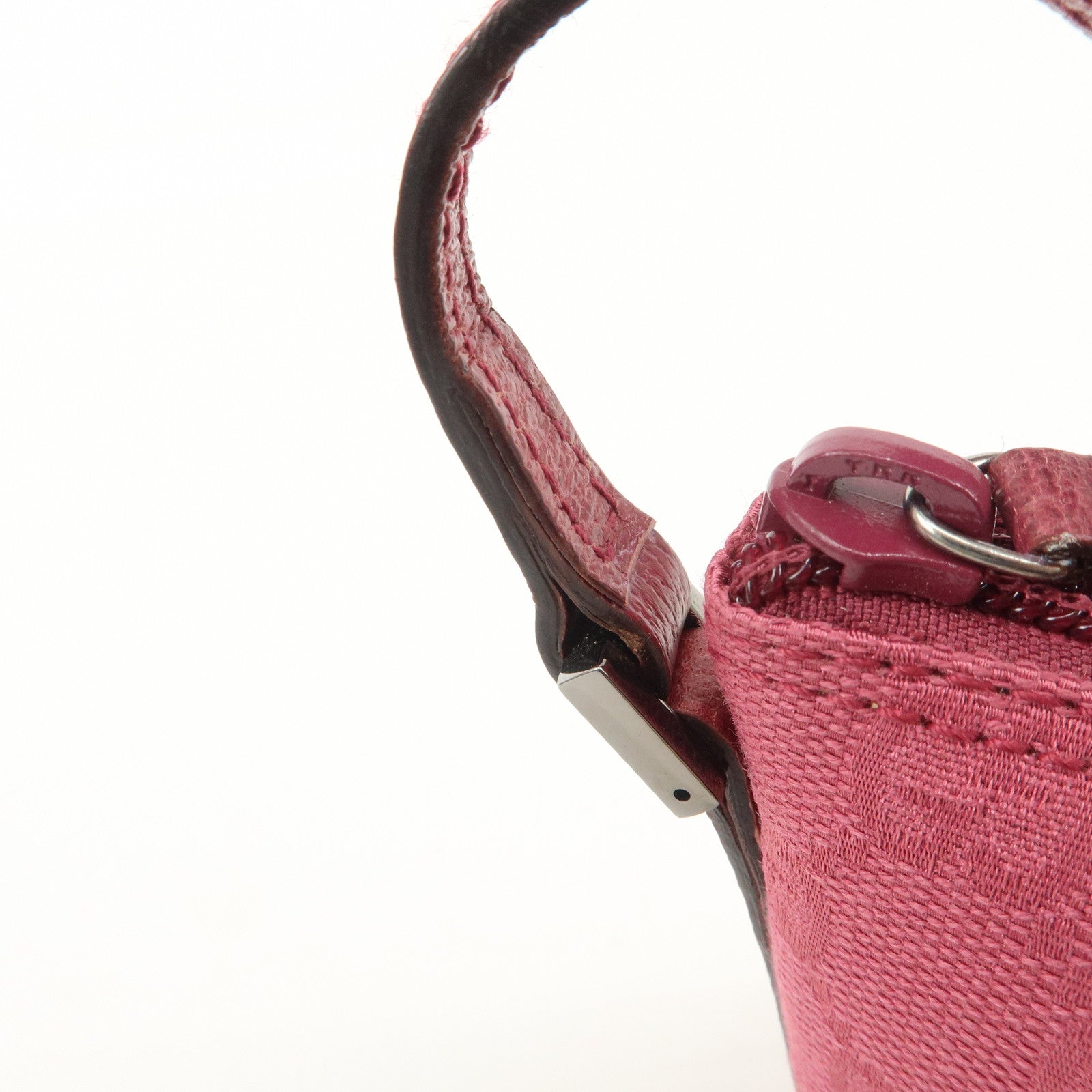 GUCCI Boat Bag GG Canvas Leather Hand Bag Pouch Pink 07198 Used