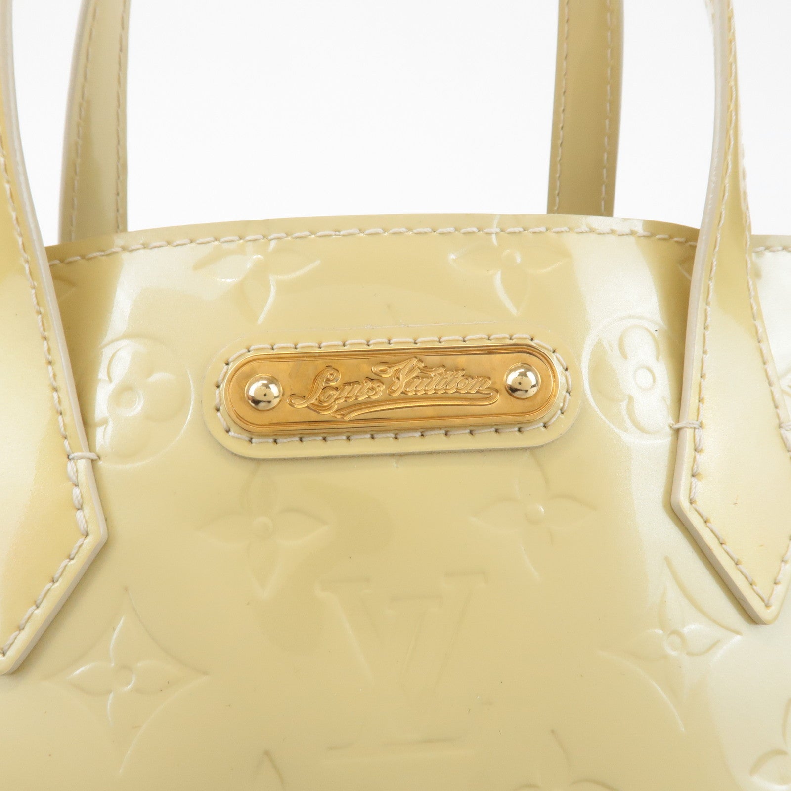 Louis Vuitton Monogram Vernis Wilshire PM Hand Bag Blanc Corail M91452 Used