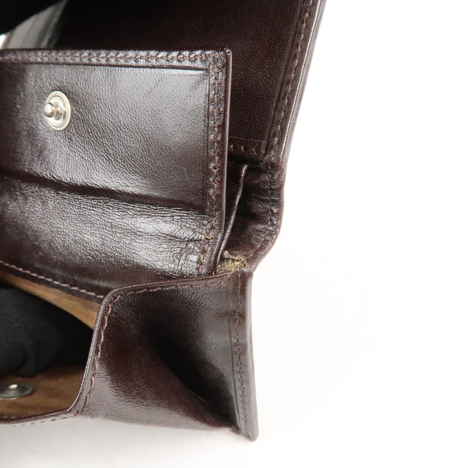 FENDI Zucca Canvas Leather Tri-fold Compact Wallet Brown 30959