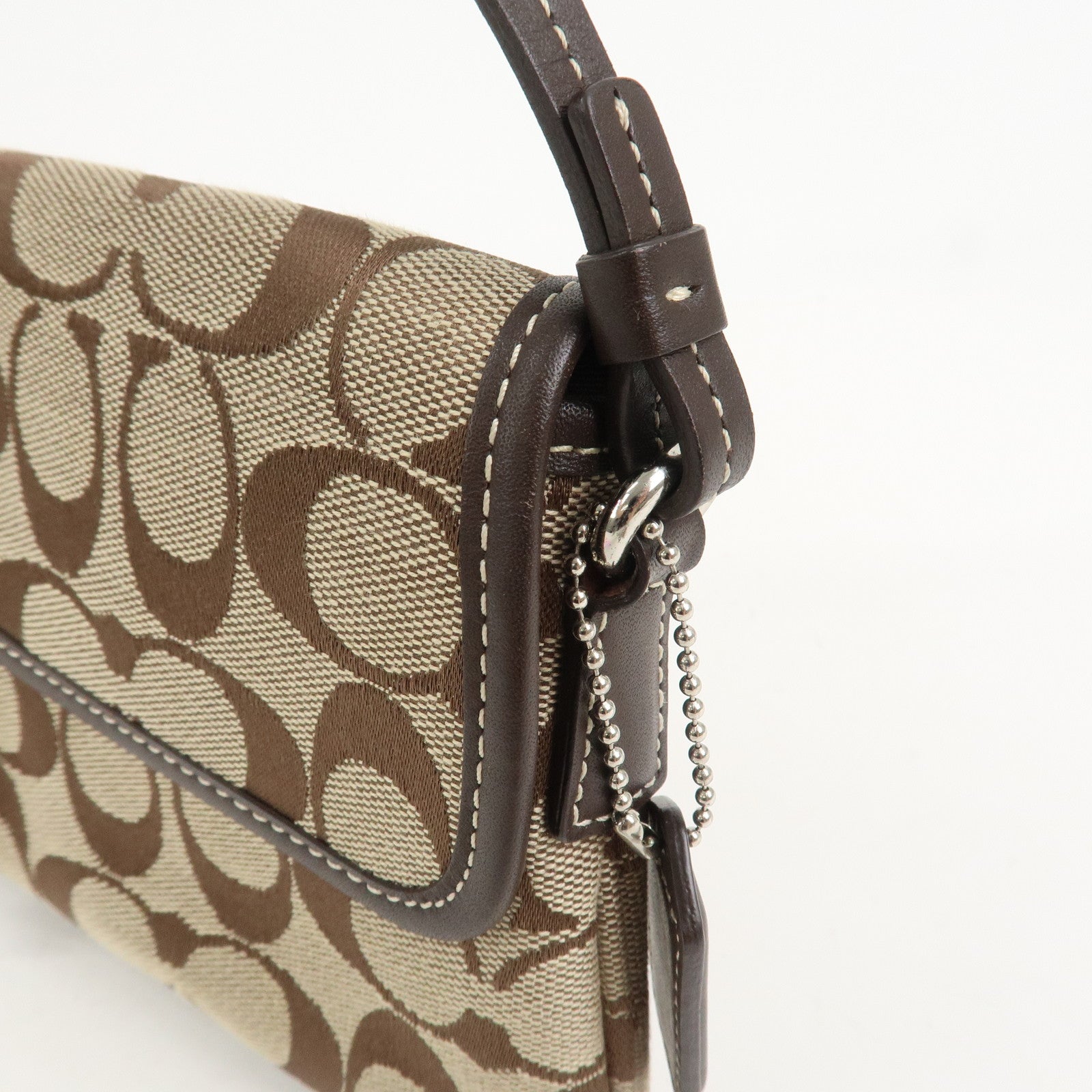 COACH Signature Canvas Leather Shoulder Bag Hand Bag Brown