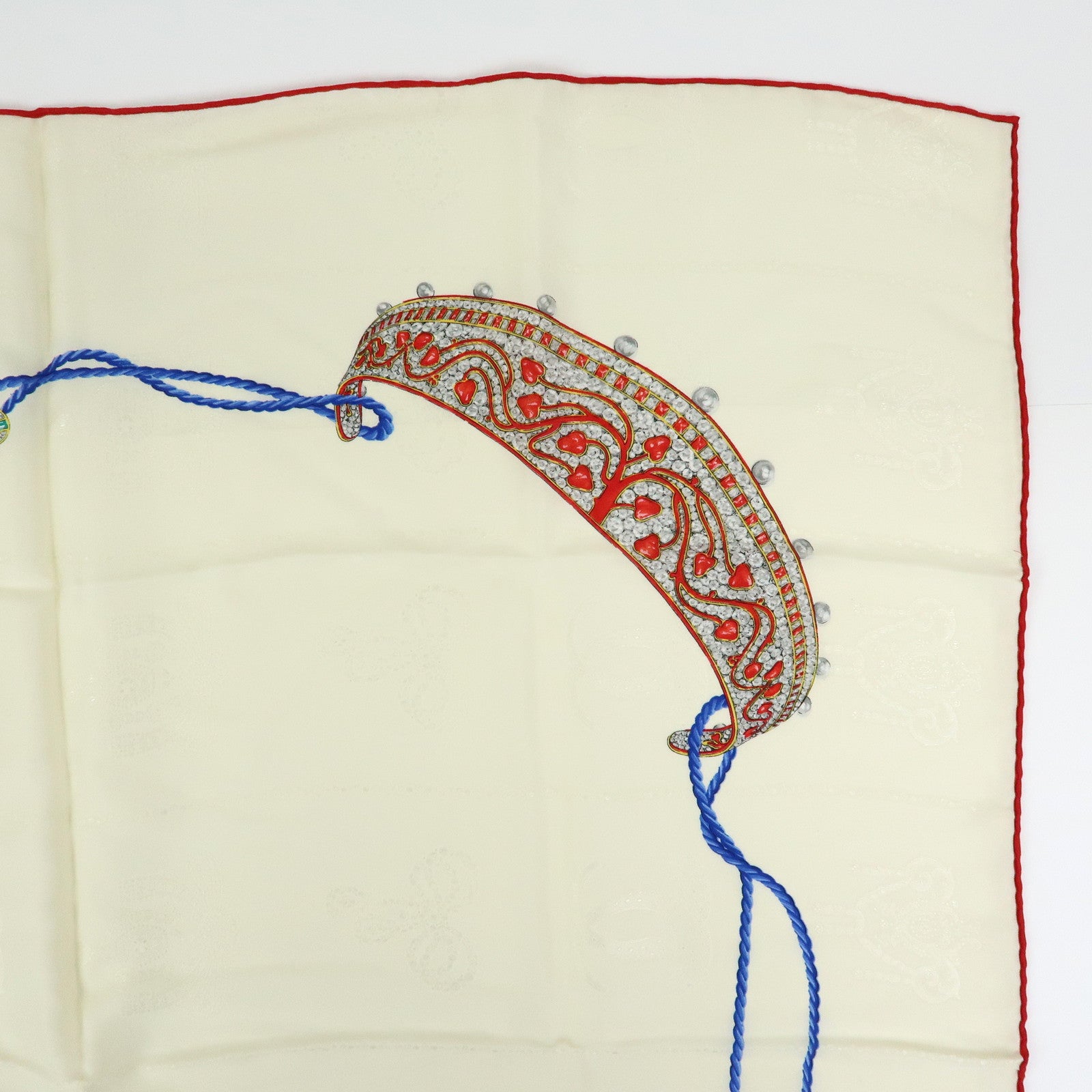 Cartier Must de Cartier Silk 100% Scarf Jewelry Motif Beige Red
