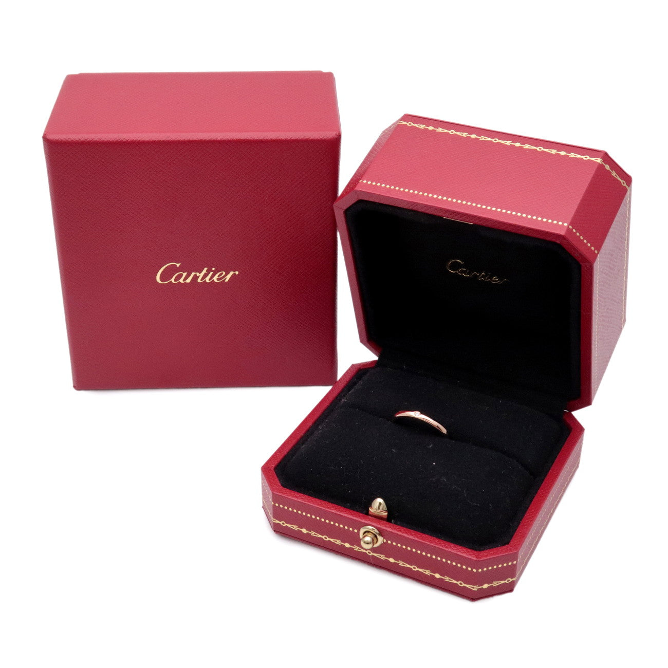 Cartier Diamond 750PG 1895 Wedding Ring #50 US5 Rose Gold