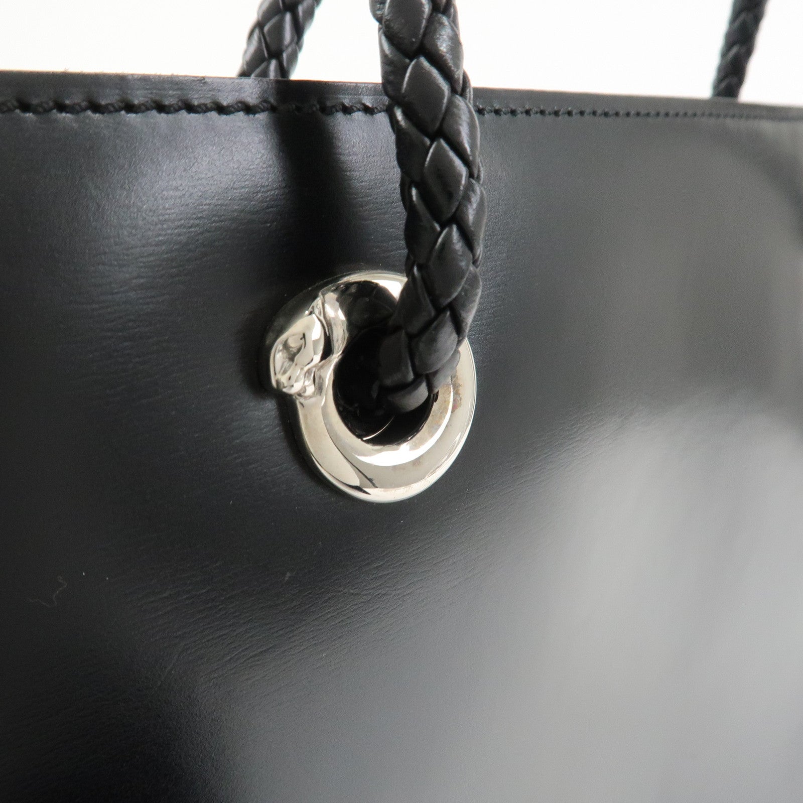 Cartier Leather Shoulder Bag Tote bag Black Silver