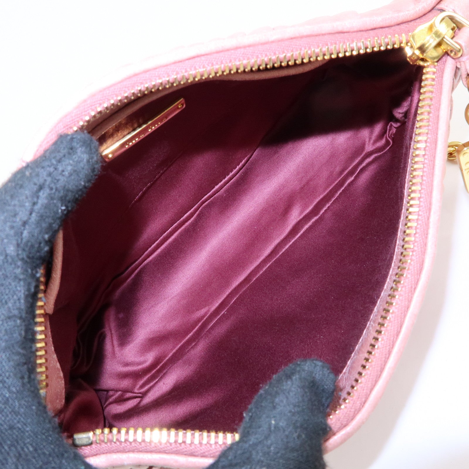 MIU MIU Matelasse Leather Chain Shoulder Crossbody Bag Pink 5BC892