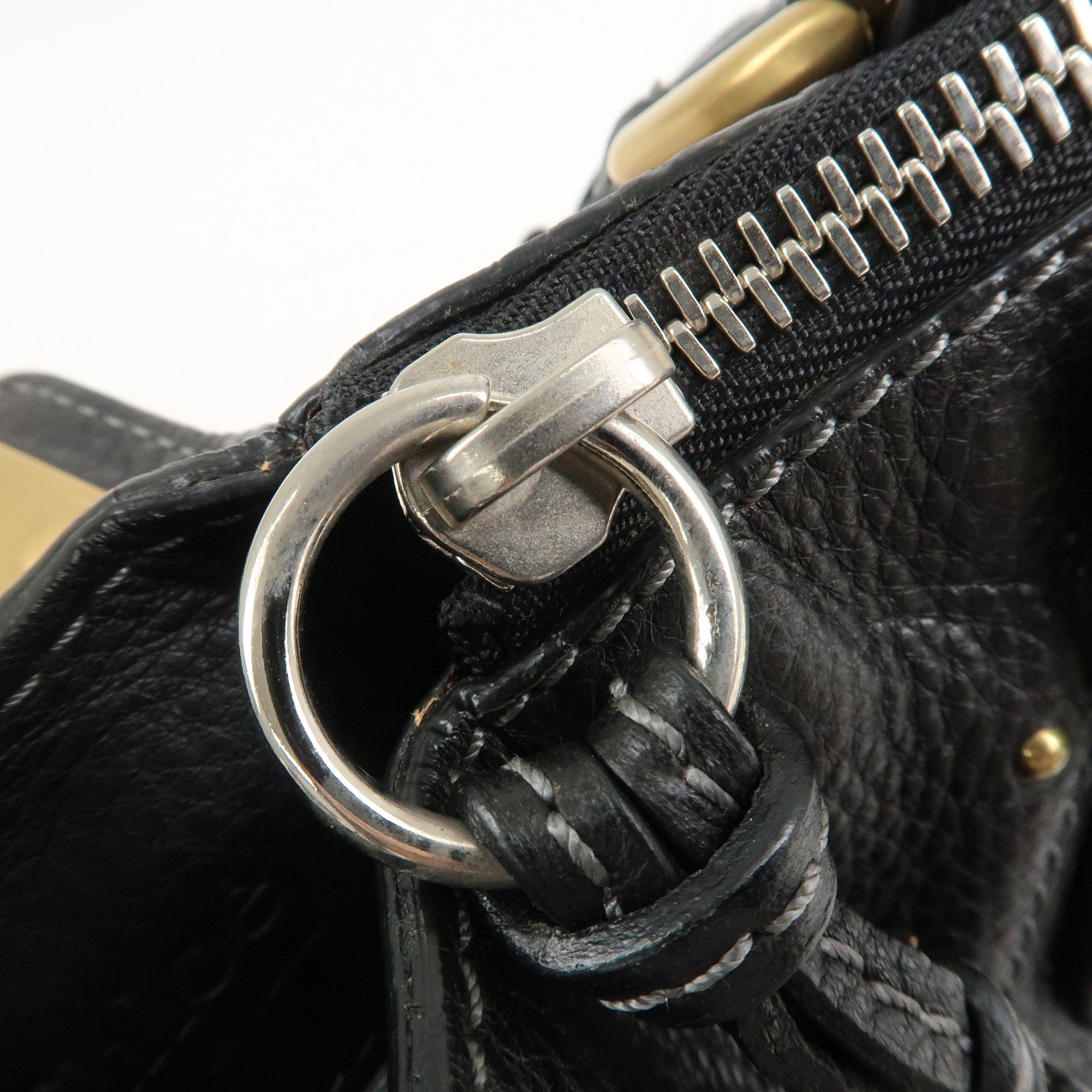 Chloe Paddington Leather Hand Bag Shoulder Bag Black Gold Hardware