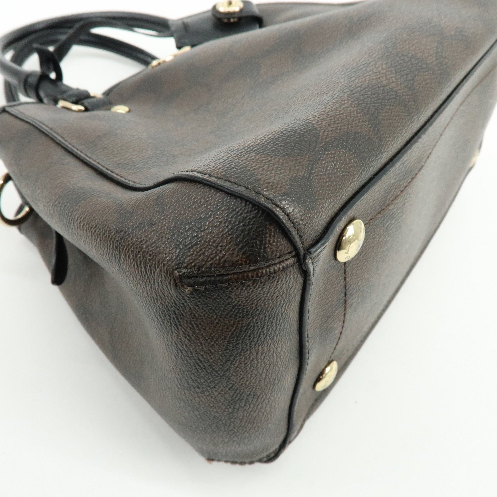 COACH Signature Margot Set of 2 PVC Leather Shoulder Hand Bag Brown