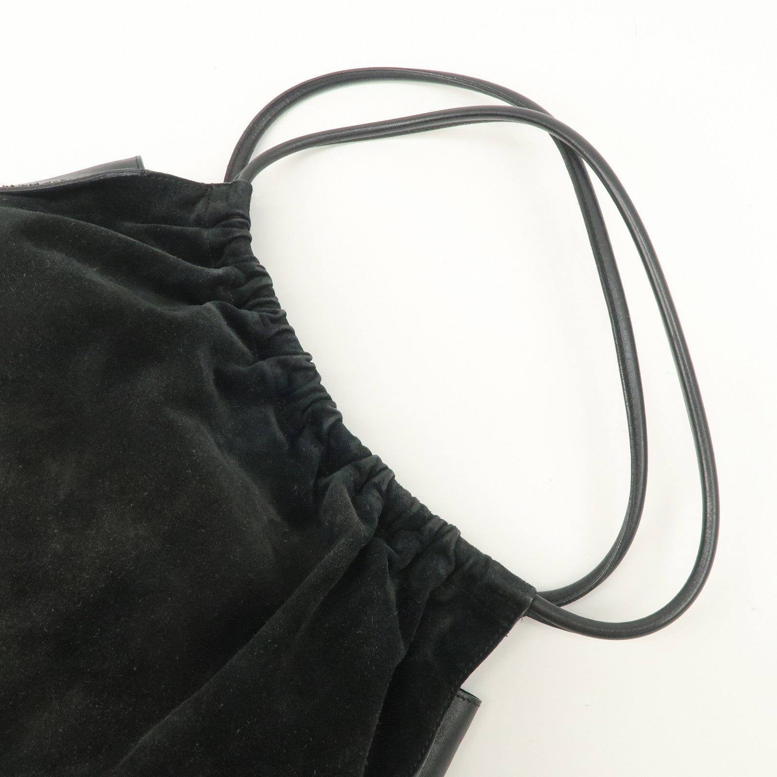 GUCCI Suede Leather Shoulder Bag Tote Bag Black 001.4332 Used