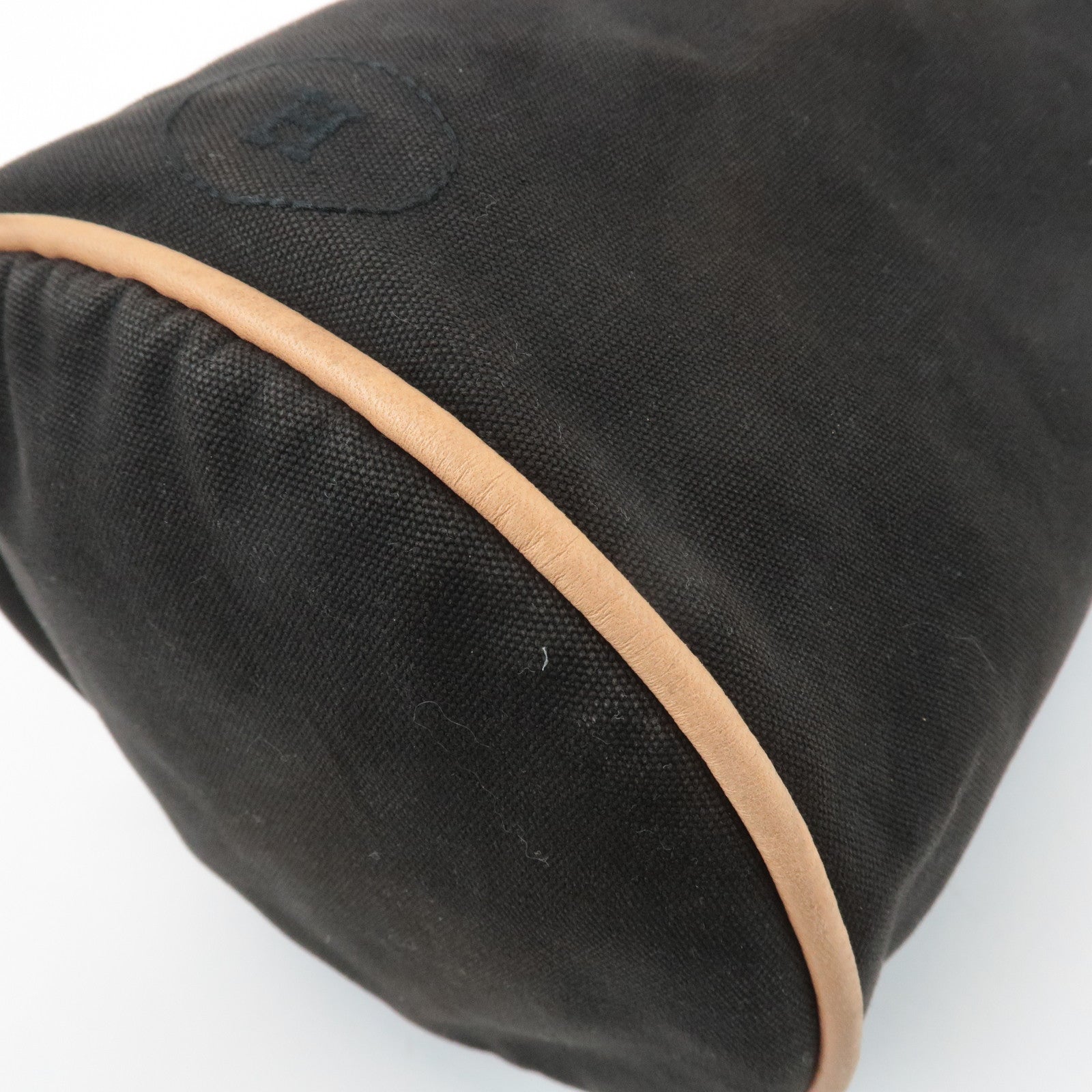 HERMES Canvas Leather Porochon Mimil PM Shoulder Bag Brown Used