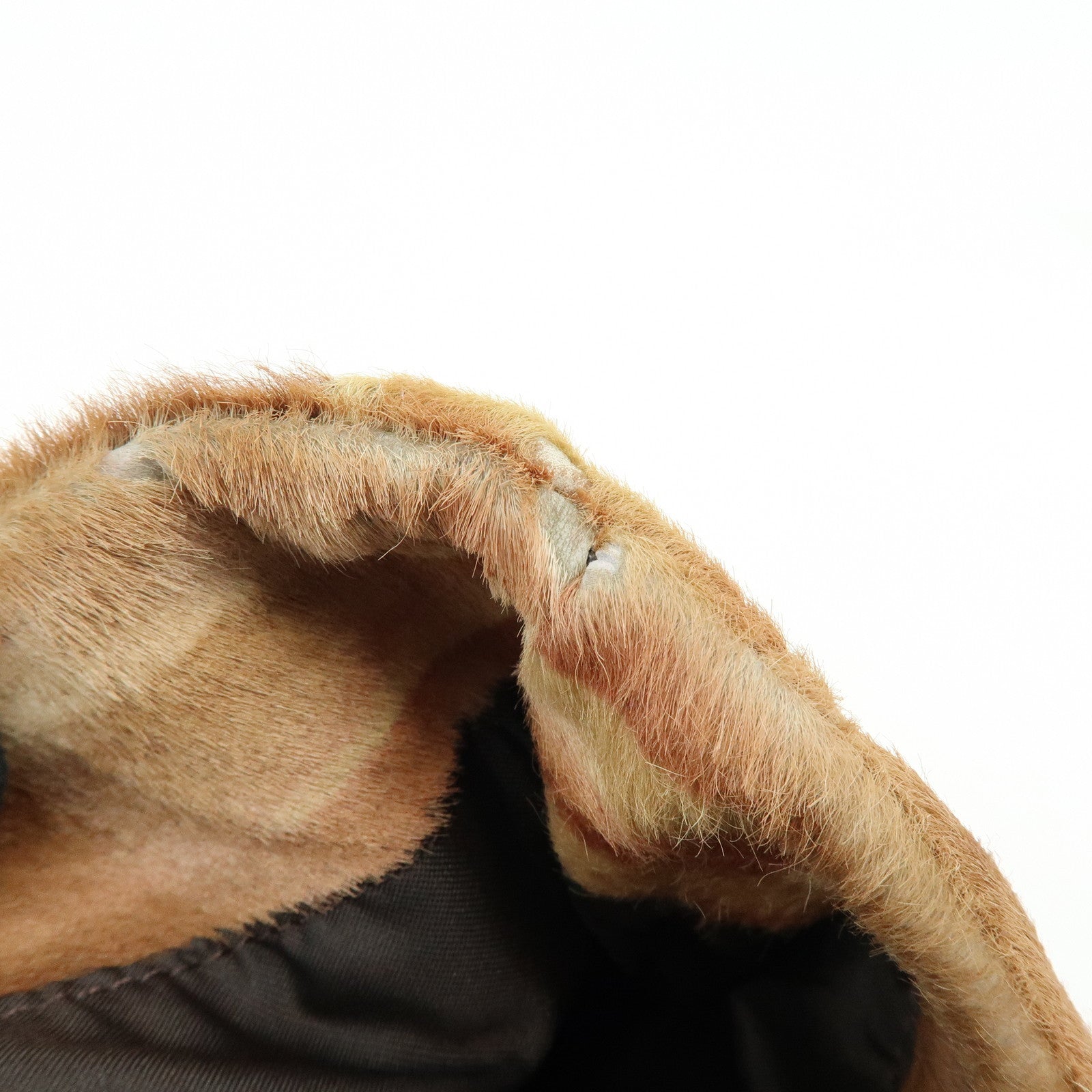 FENDI Calf Hair Leather Animal Pattern Tote Bag Hand Bag Brown