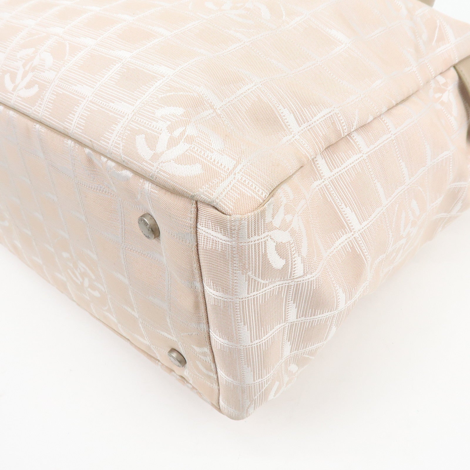 CHANEL New Travel Line Nylon Jacquard Leather Tote Bag TGM A15826