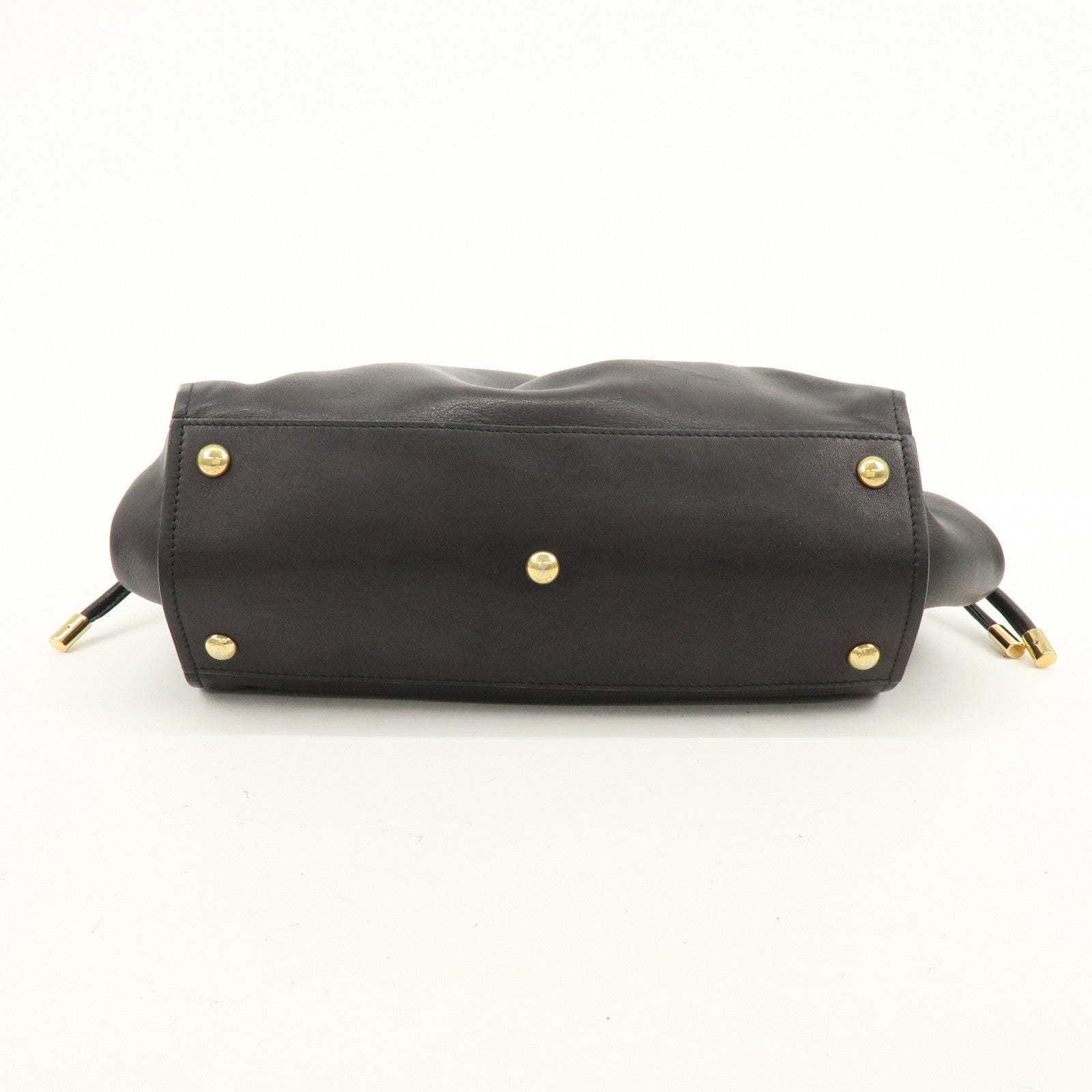Ferragamo Gancini Leather Hand Bag Black
