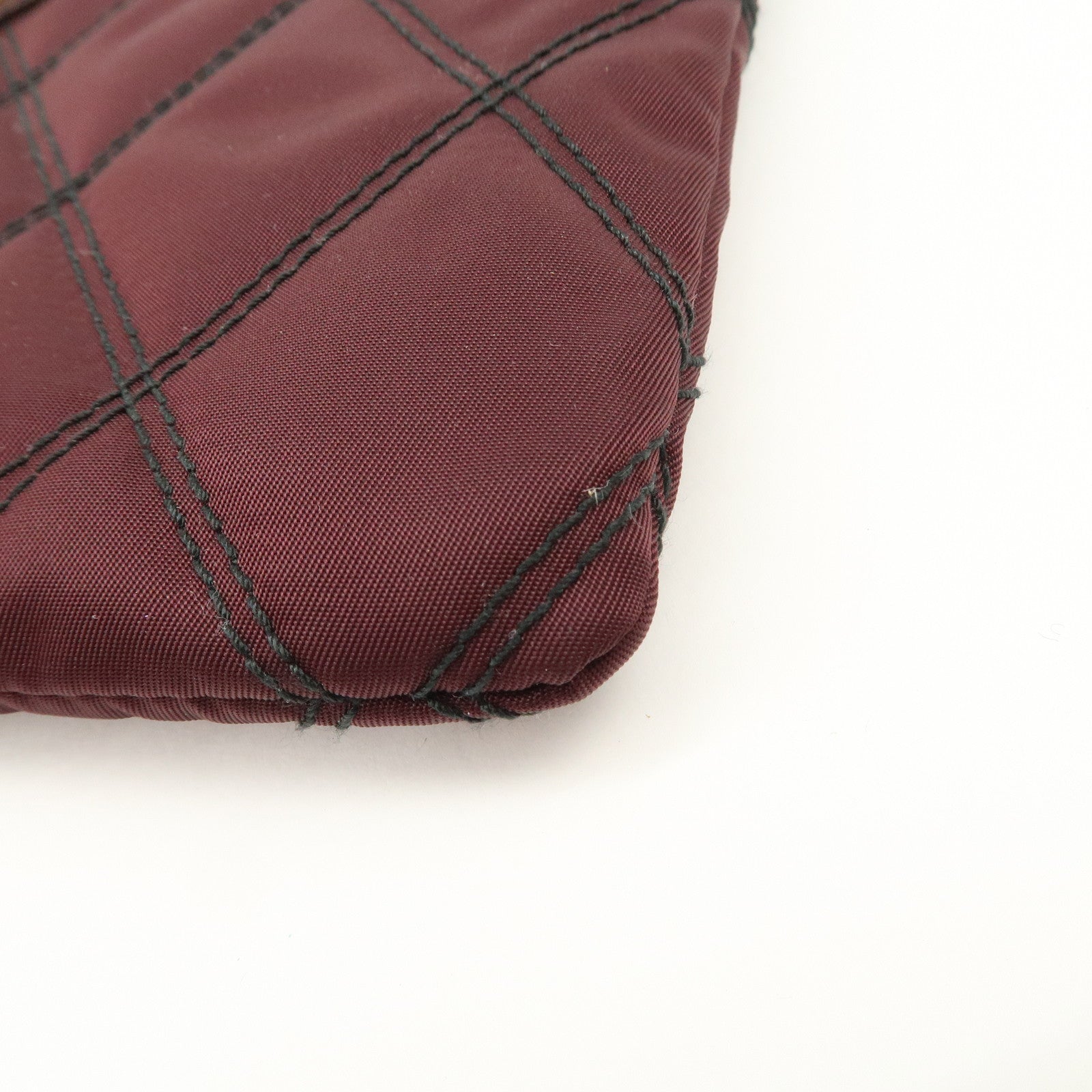 PRADA Logo TESSUTO IMPUNTU Nylon Leather Hand Bag Bordeaux 1NH545