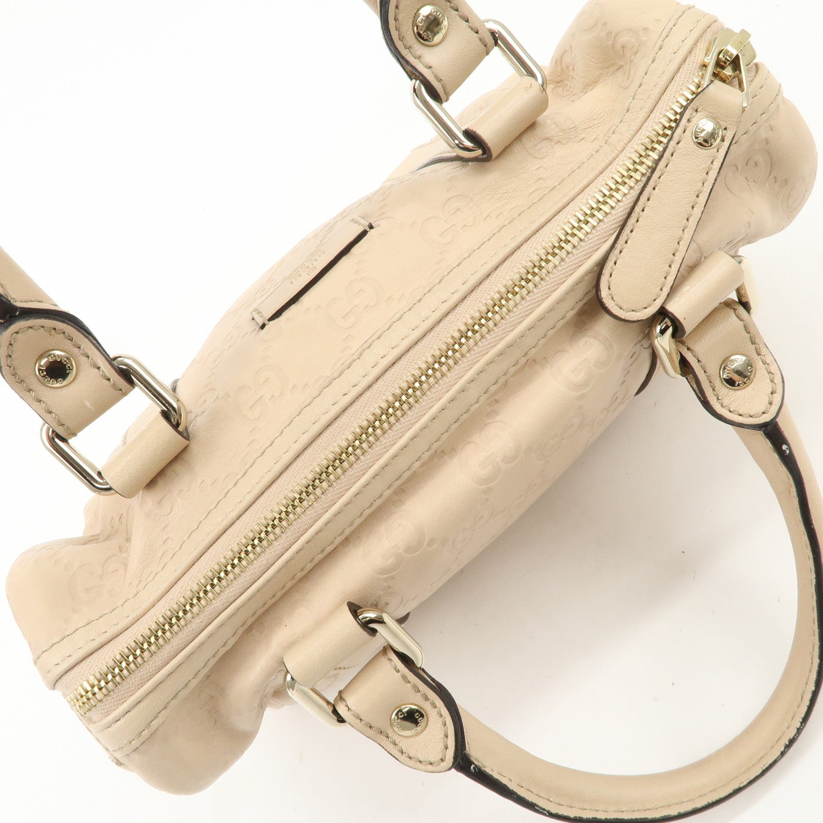 GUCCI Guccissima Leather Mini Boston Bag Pink Beige 193604