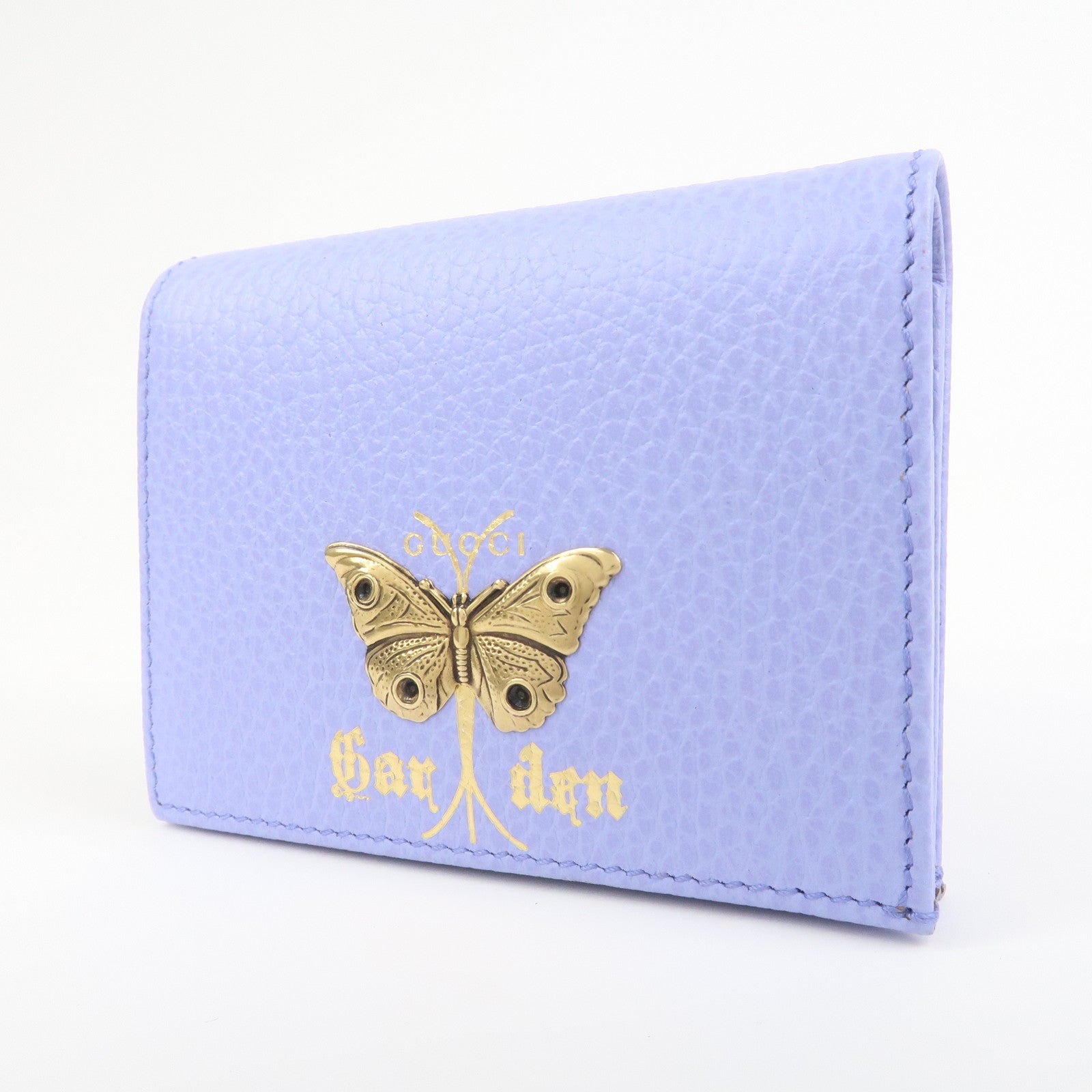 GUCCI Butterfly Calf Leather Bi-Fold Compact Wallet Purple 516929