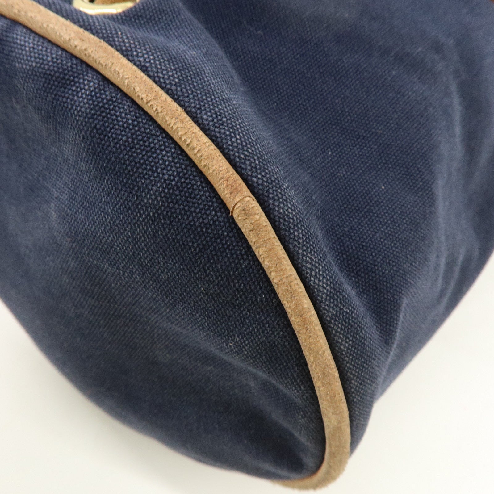 HERMES Canvas Leather Porochon Mimil PM Drawstring Shoulder Bag